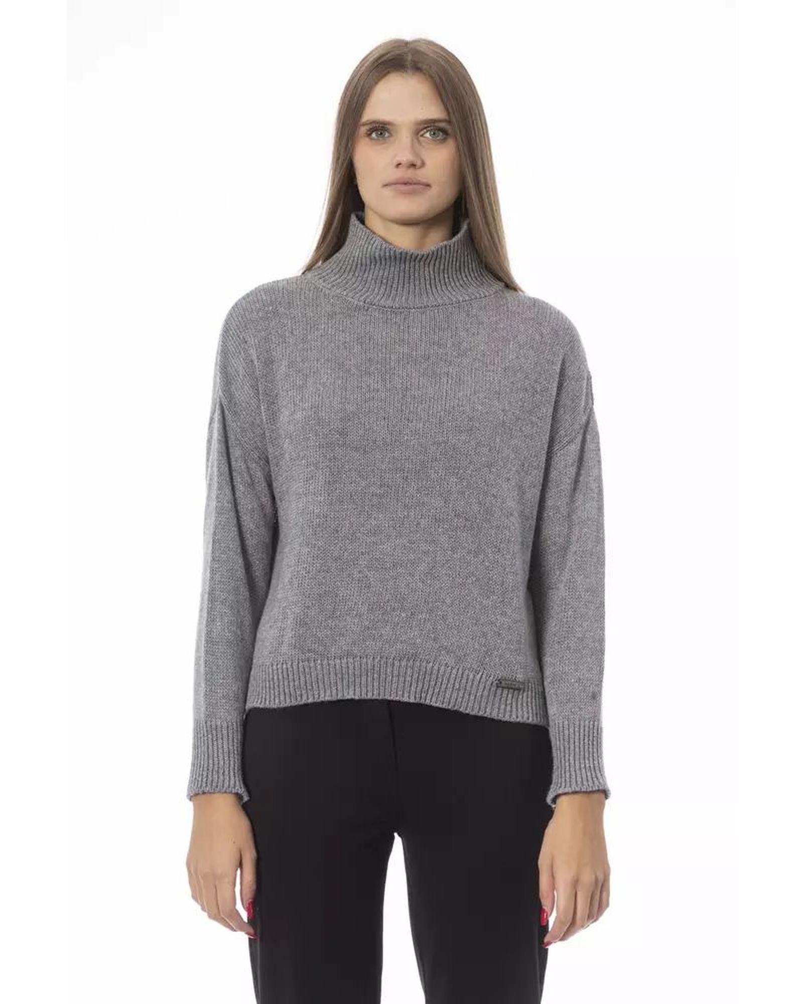 image of Baldinini Viscose Volcano Neck Sweater in Grey, Women's (Size Medium)