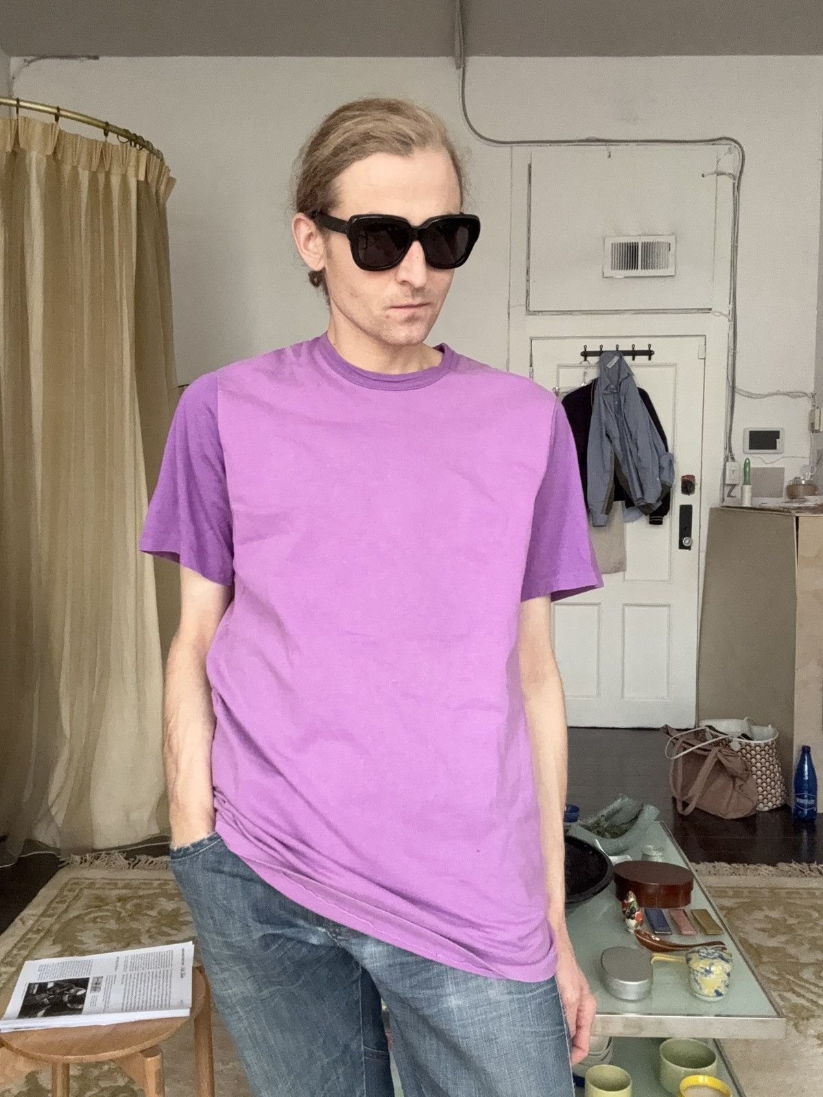 Yohji Yamamoto Yohji Yamamoto Y’s for Men SS02 Two Tone Purple T Shirt Size US L / EU 52-54 / 3 - 11 Thumbnail