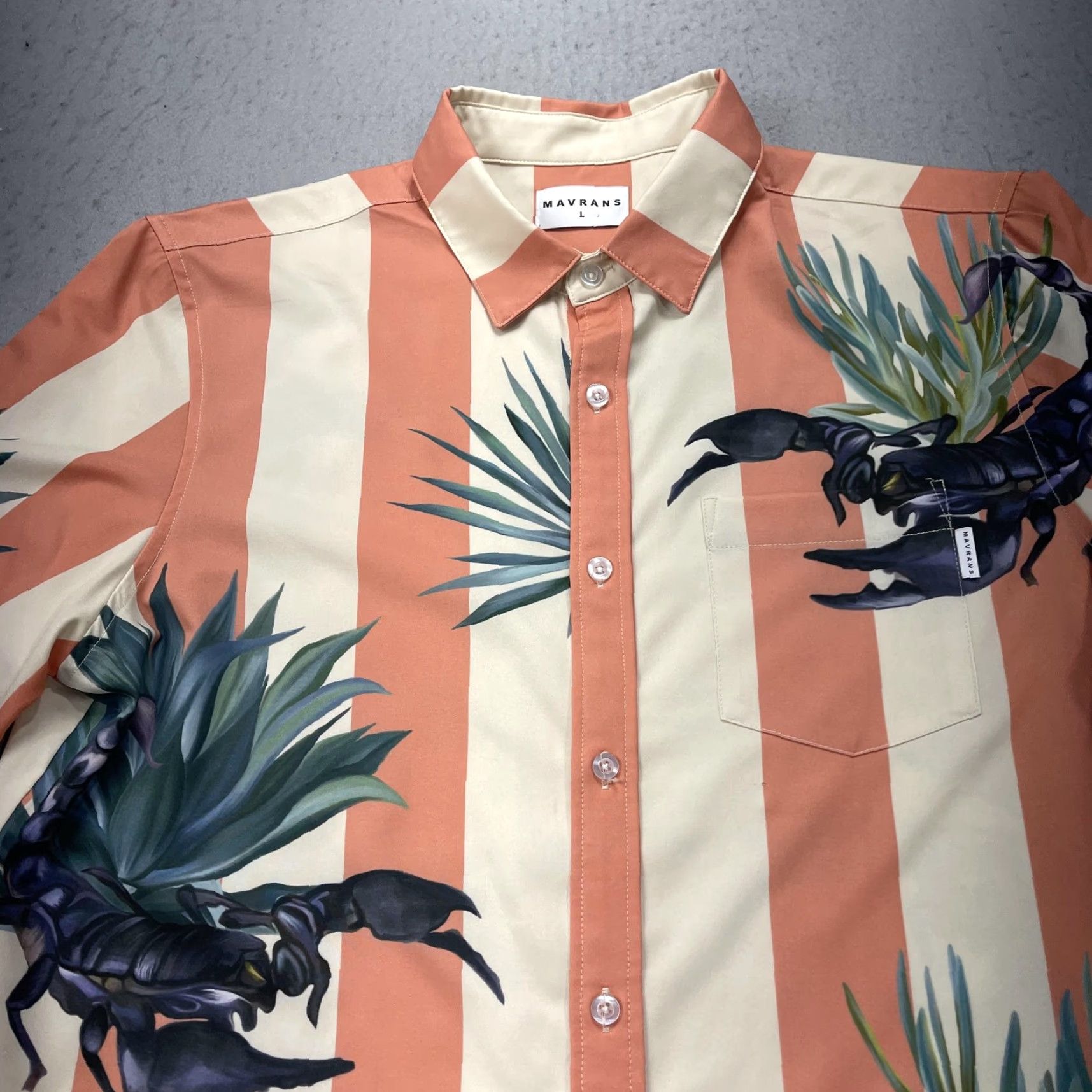 Vintage Mavrans Shirt Mens Large Floral Loud Scorpion Stripe CocoBlend Hawaiian Camp AOP Size US L / EU 52-54 / 3 - 2 Thumbnail