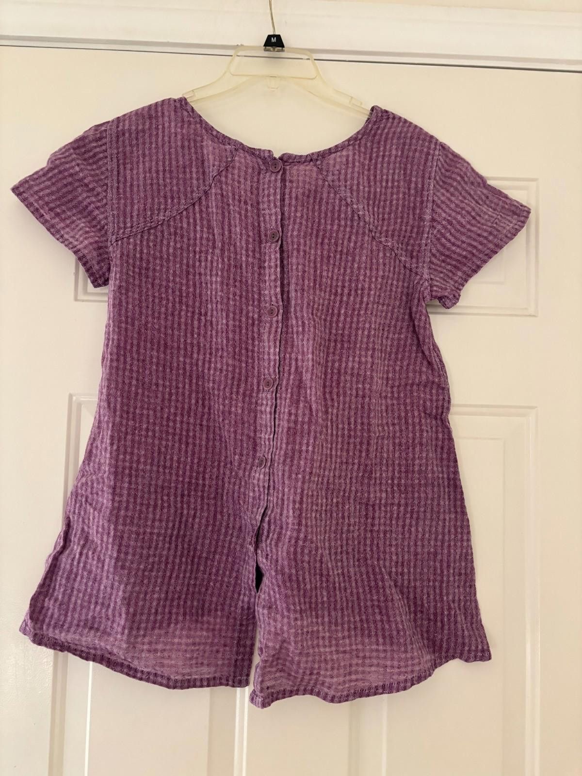 Flannel Womens purple Flax short sleeve top sz petite M #162 Size M / US 6-8 / IT 42-44 - 2 Thumbnail