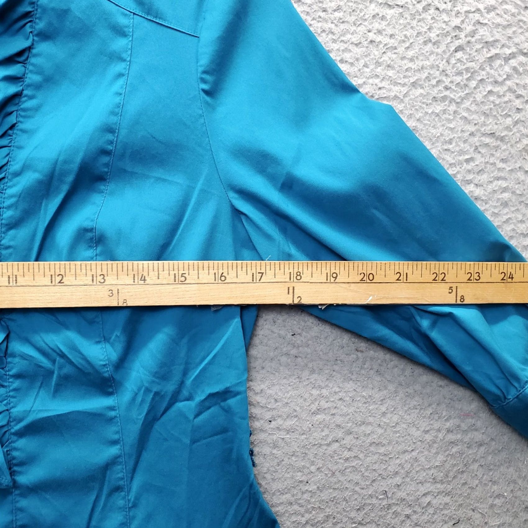 Alfani Alfani Shirt Womens Size 8P Blue Long Sleeve V-Neck Button Front Ruffle Top Size M / US 6-8 / IT 42-44 - 7 Thumbnail