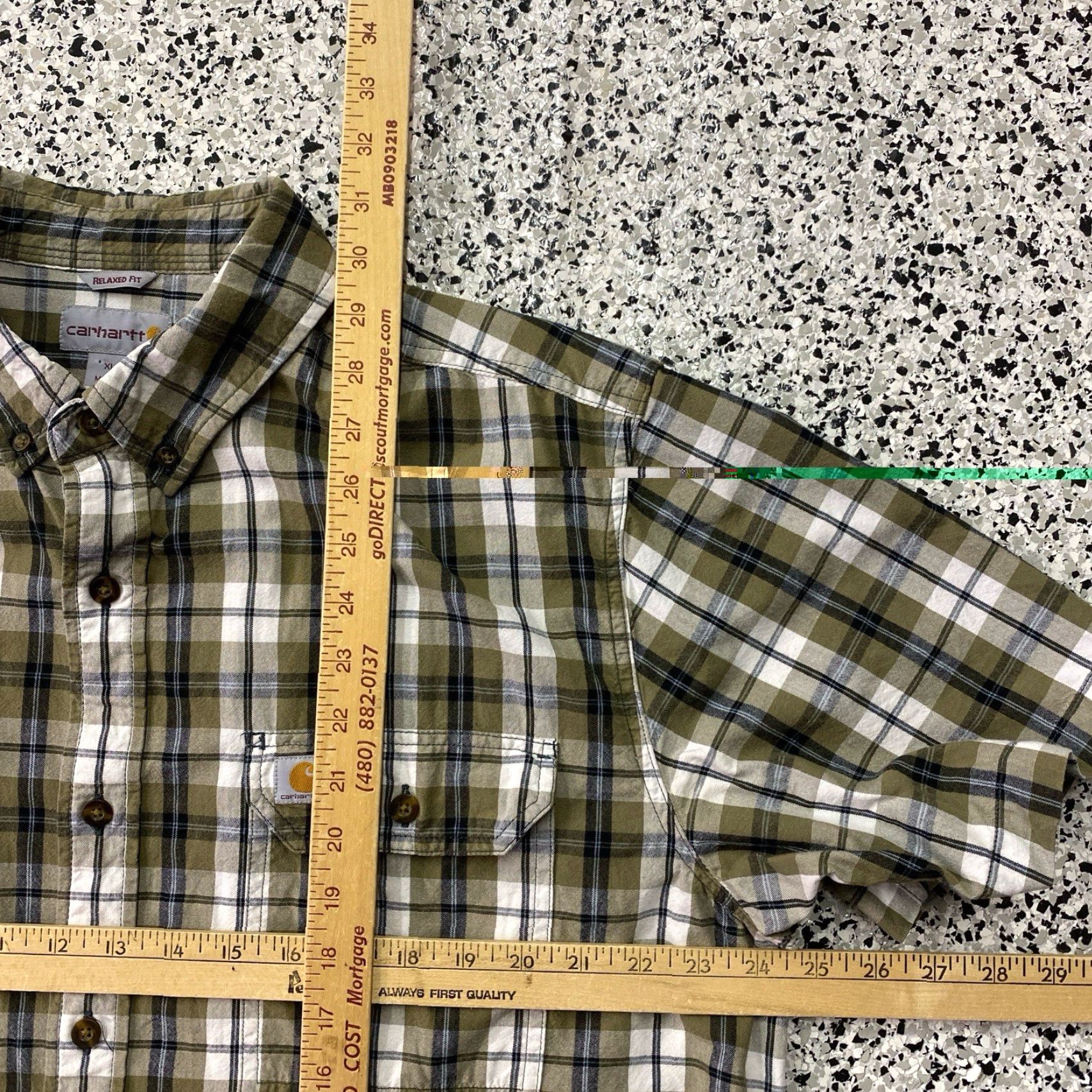 Carhartt Carhartt Shirt Men XL Green Plaid Relaxed Fit Short Sleeve Button-Up Work Casual Vintage Size US XL / EU 56 / 4 - 3 Thumbnail