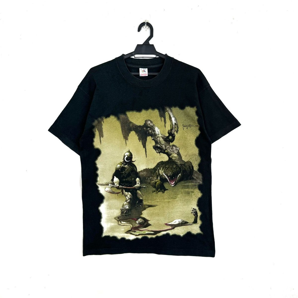 Fruit Of The Loom Vintage FRANK FRAZETTA Fantasy T-Shirt 90s Tee Size US L / EU 52-54 / 3 - 1 Thumbnail