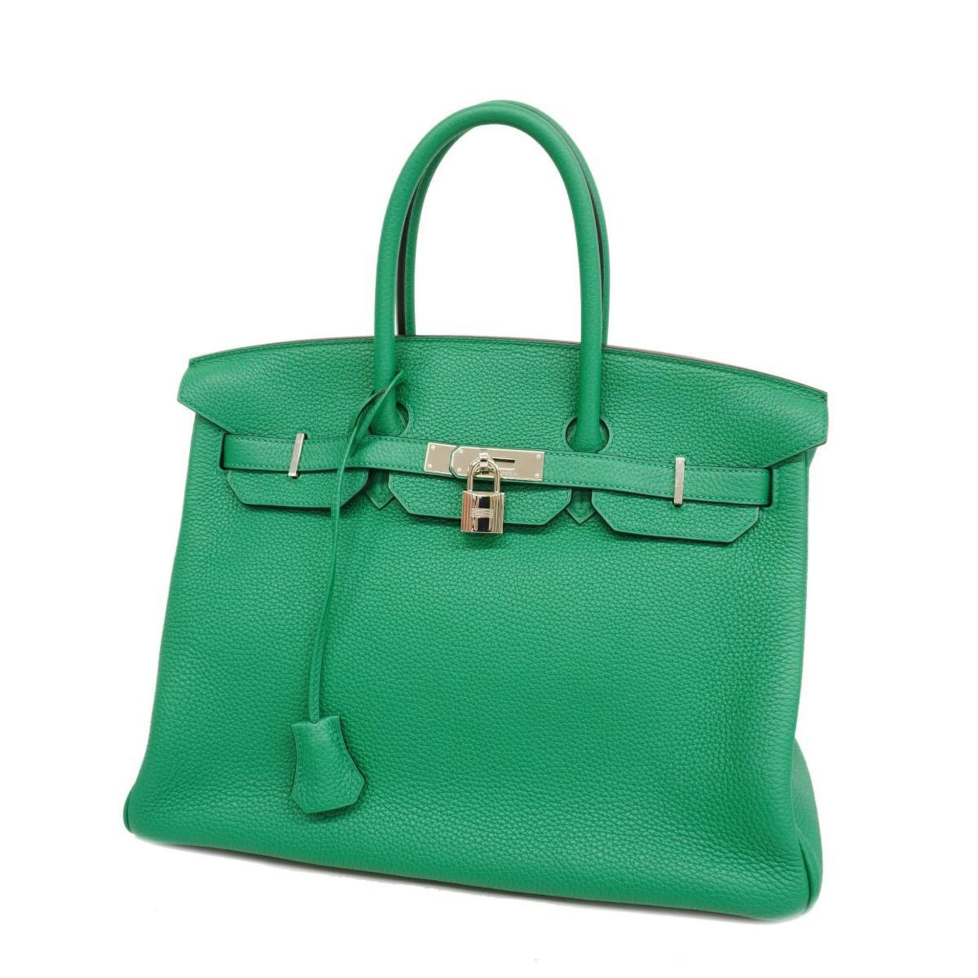 image of Hermes Handbag Birkin Verso 35 A Stamp Taurillon Clemence Vert Vertigo Fonce Ladies in Vert Fonce, 