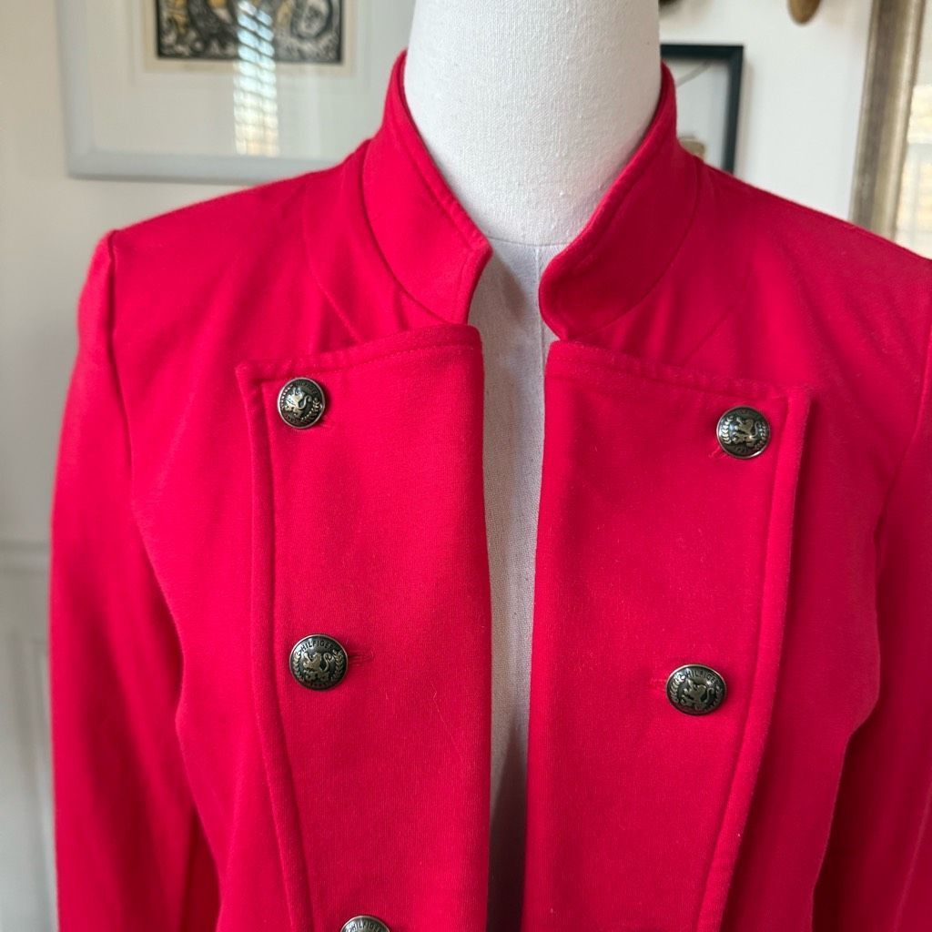 Tommy Hilfiger NWT Tommy Hilfiger Women's Military Band Jacket Red $109 S Size S / US 4 / IT 40 - 3 Thumbnail