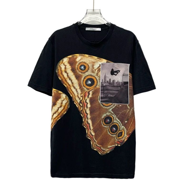 Givenchy Givenchy Black Butterfly Print Cotton Crew Neck T-Shirt Size US XS / EU 42 / 0 - 1 Thumbnail