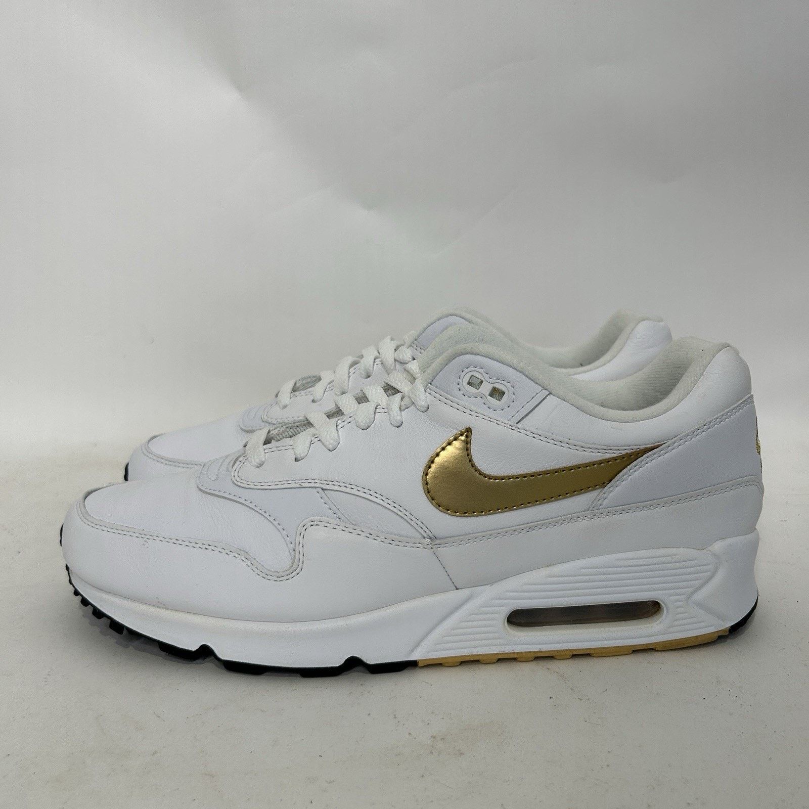 Nike Nike Air Max 90/1 “White Metallic Gold” AJ7695-102 Size US 11.5 / EU 44-45 - 6 Thumbnail
