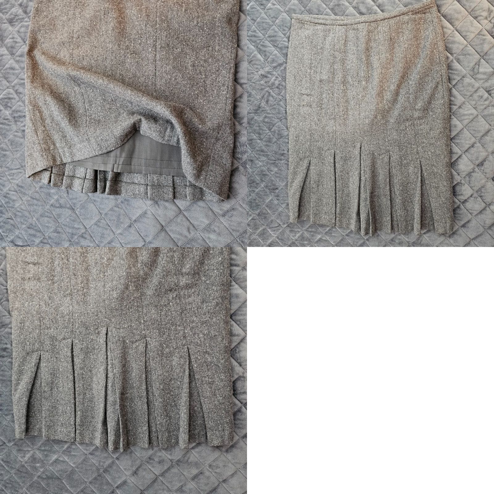 Vintage Kenzie Women's Wool Blend Plaid A-Line Skirt Short Lined Size 4 Gray Pleated Zip End Wool Blend Skirt Women Regular Size 4 Gray Pleated Lined Size 27" / US 4 / IT 40 - 8 Thumbnail
