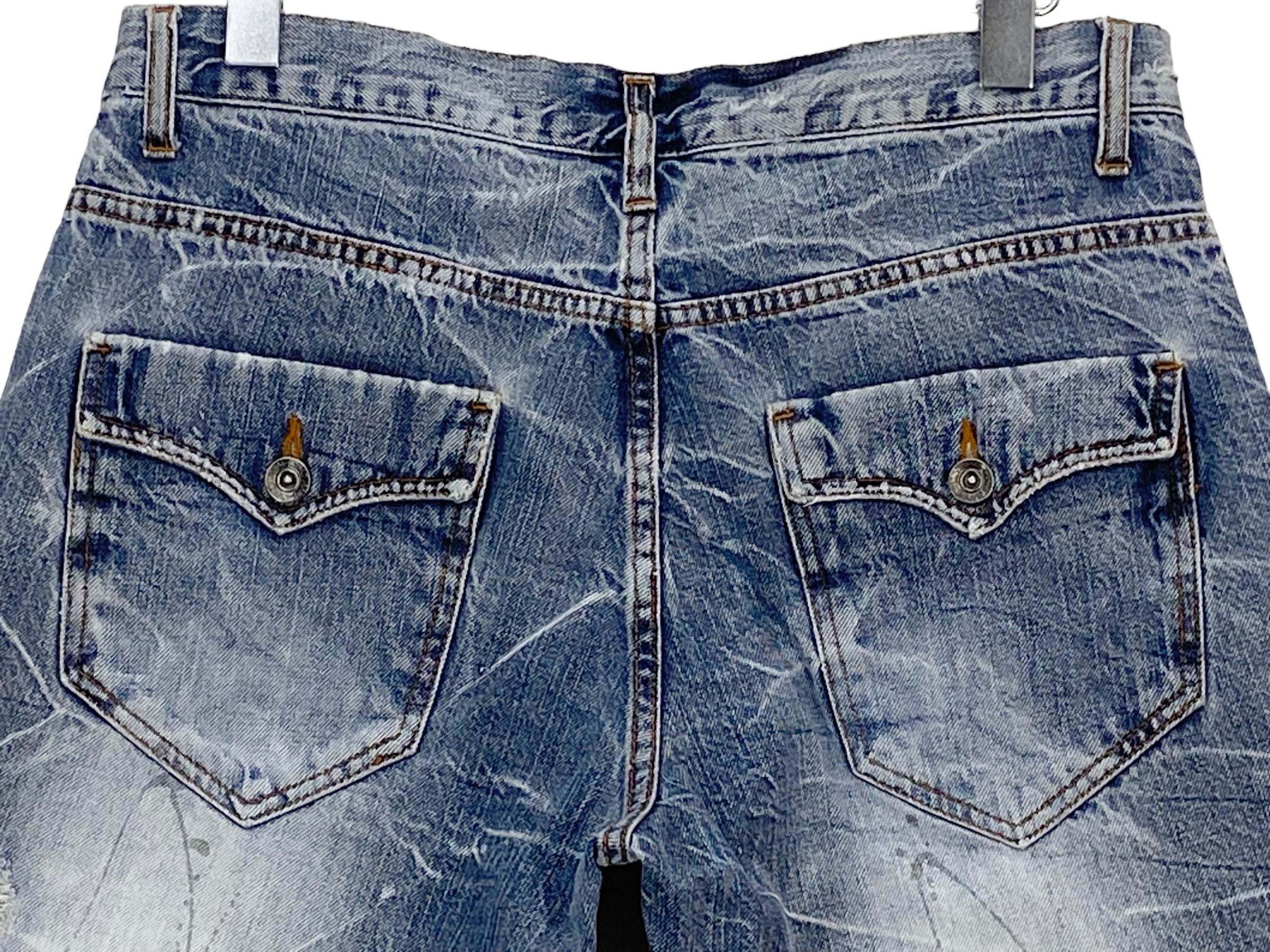 Japanese Brand Nylaus Double Waist Distressed Denim Shorts – Japan Style Size US 32 / EU 48 - 6 Thumbnail