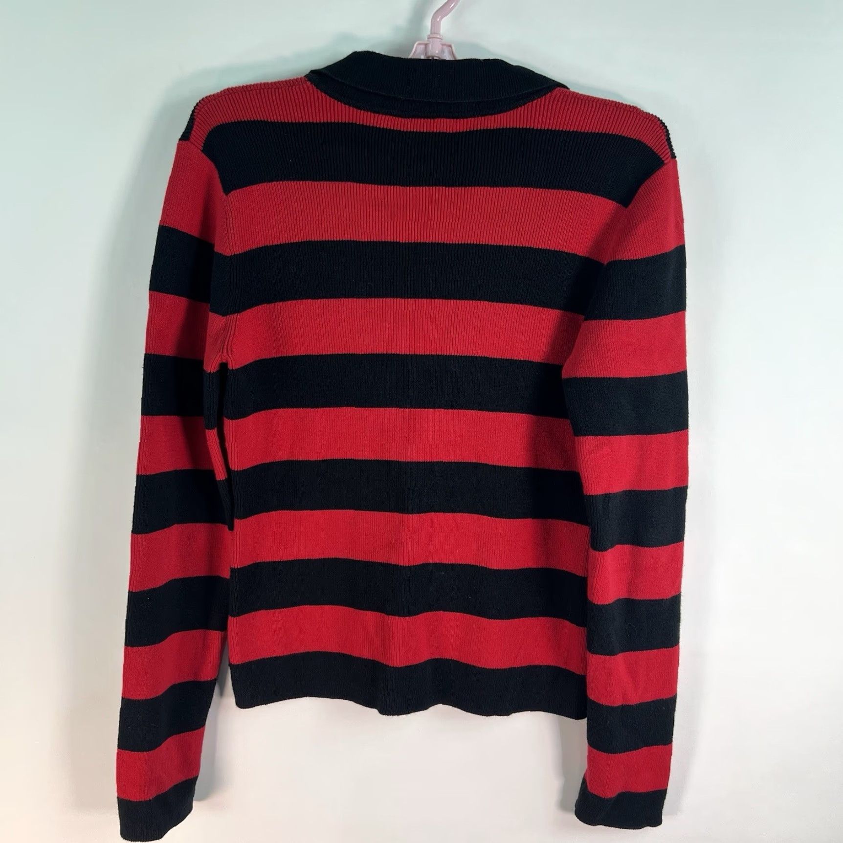 Ralph Lauren VINTAGE Ralph Lauren Polo Jeans Company Striped Sweater Ladies XL Blue Red V-Neck Pullover Knit Shirt Size XL / US 12-14 / IT 48-50 - 6 Thumbnail