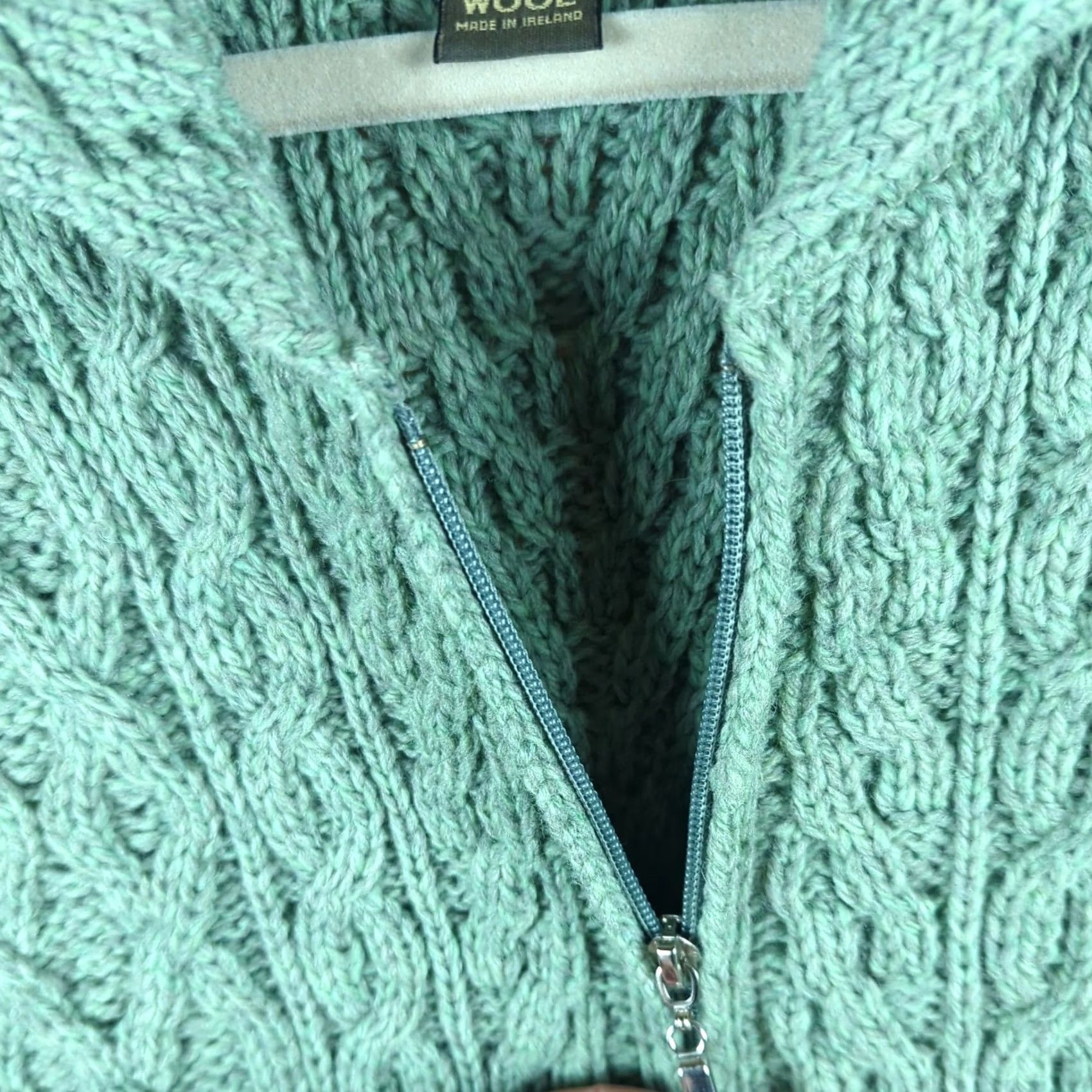 Vintage Inis Crafts Sweater Womens S Cable-Knit Merino Wool Full Zip Green Size S / US 4 / IT 40 - 4 Thumbnail