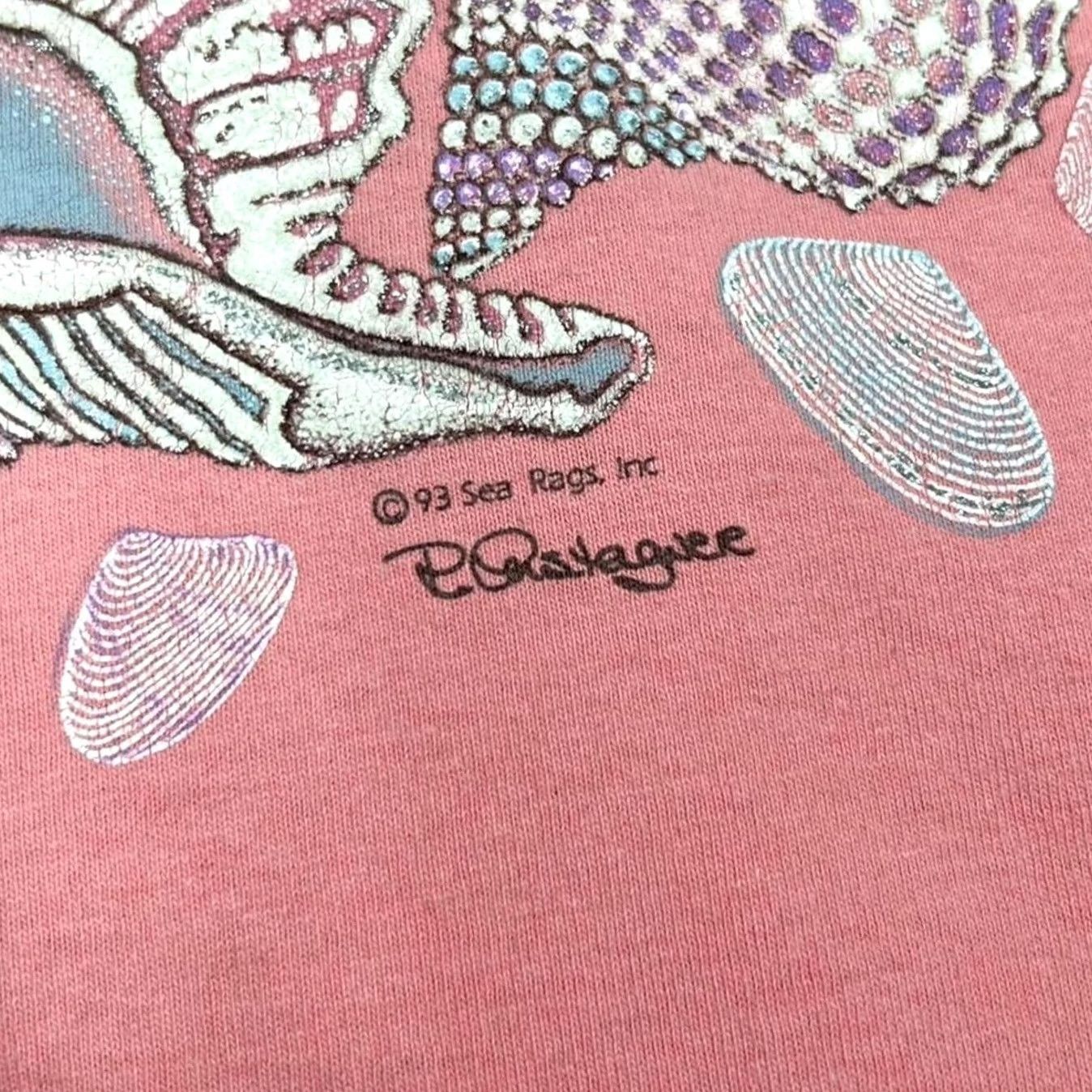 Anvil VINTAGE Anvil T-Shirt Cayman Islands Sea Shell Souvenir Graphic XL Coral Pink Men's Short Sleeve 1993 1990s Size US L / EU 52-54 / 3 - 3 Thumbnail