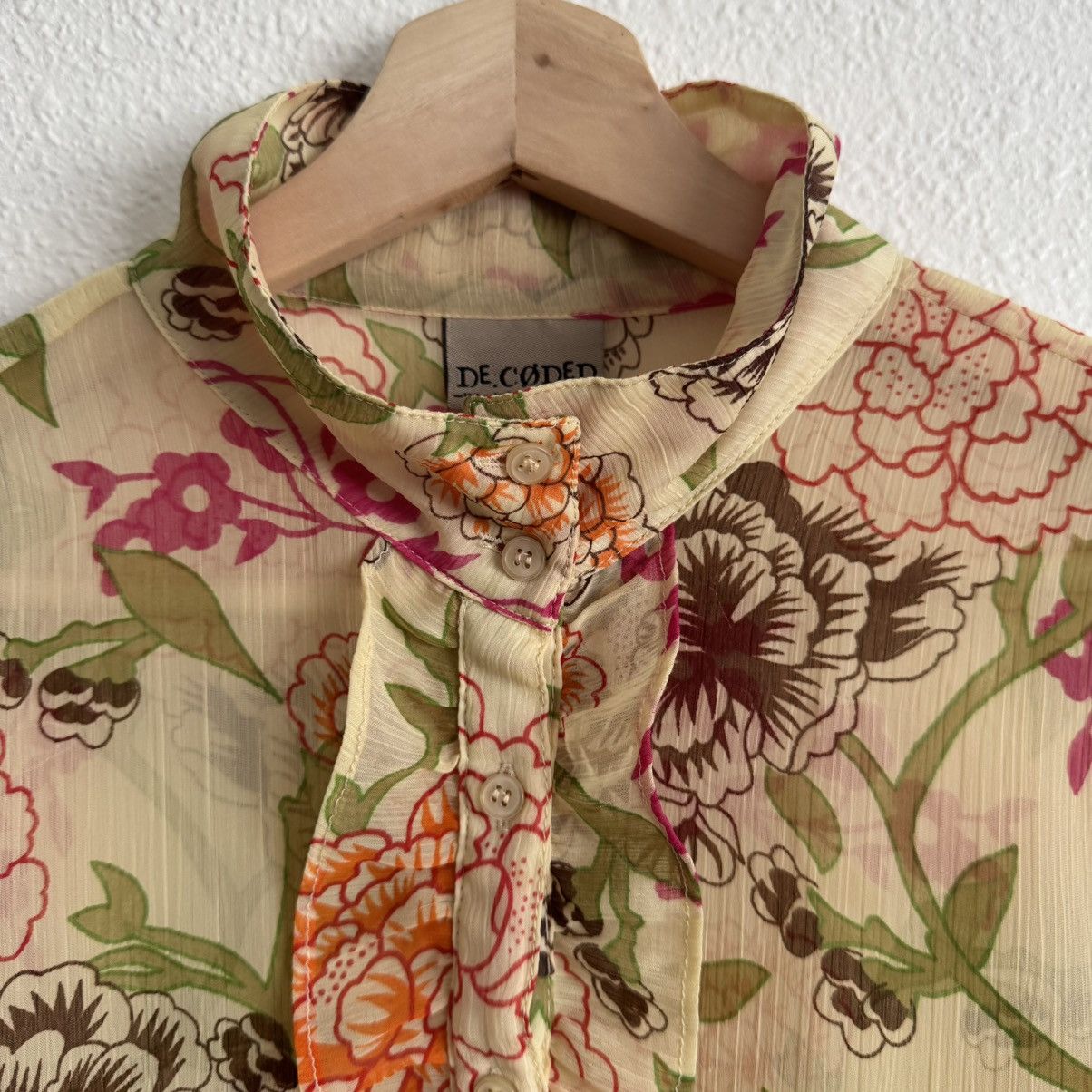 Other DE.CODED Y2K Yellow Floral Sheer Ruffle Button Up Top Size M / US 6-8 / IT 42-44 - 7 Thumbnail