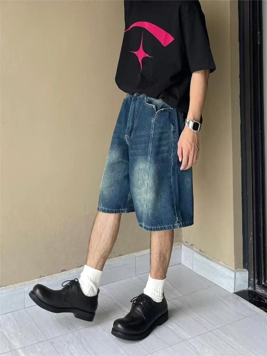 Japanese Brand × Vintage Street washed vintage distressed workwear denim shorts y2k Size US 32 / EU 48 - 3 Thumbnail