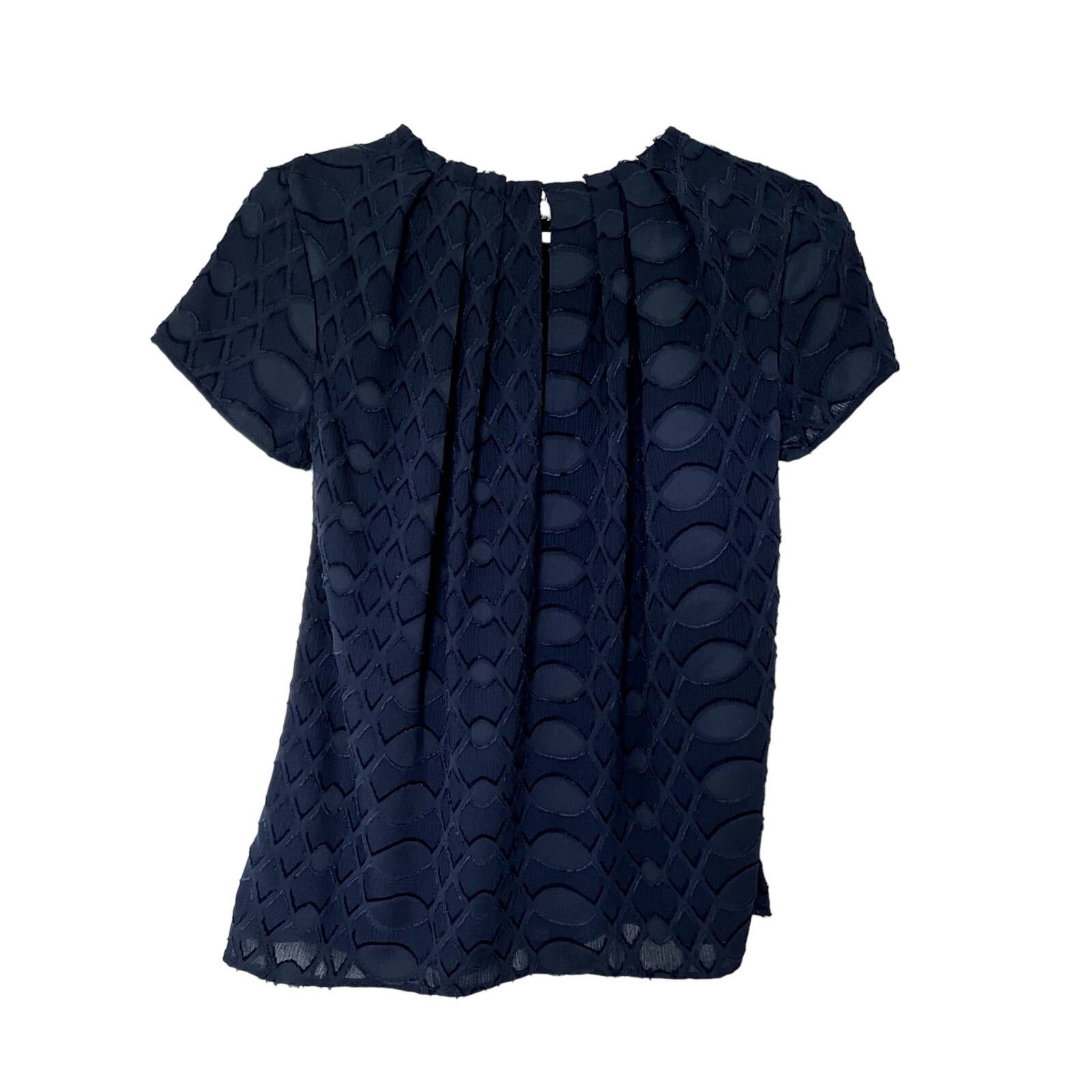 Ann Taylor Ann Taylor Women's Short Sleeve Blouse Navy Blue Small Size S / US 4 / IT 40 - 2 Thumbnail