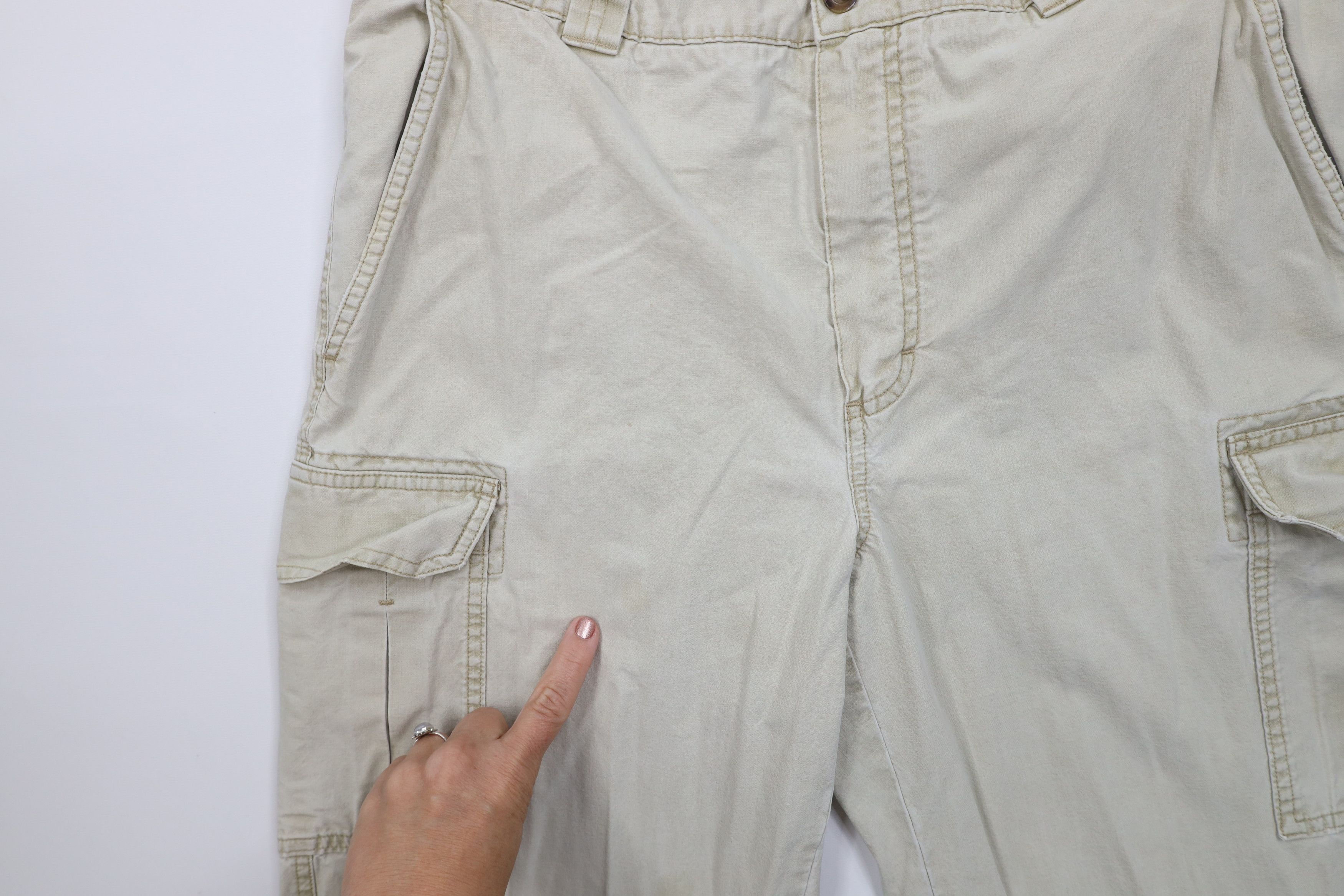 L.L. Bean Vintage 90s LL Bean Stonewash Wide Leg Cargo Pants Beige Size US 34 / EU 50 - 6 Thumbnail