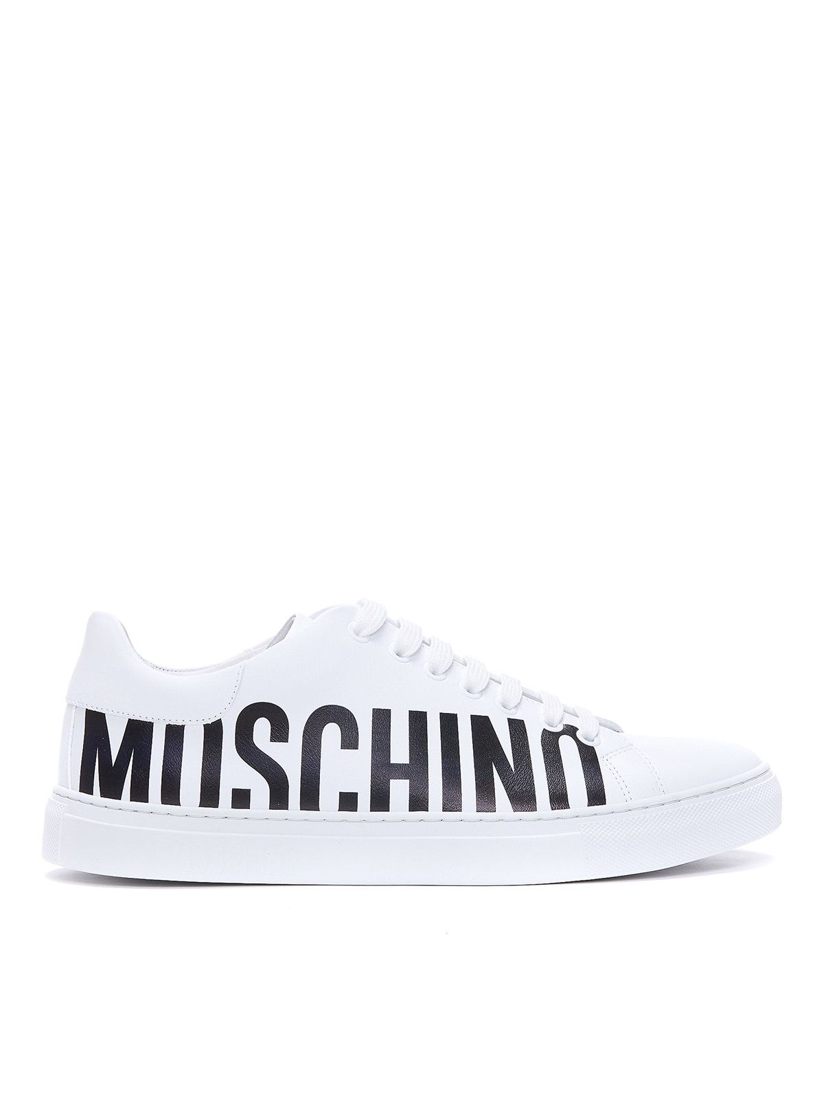 Moschino o1s22i1n0924 Leather Low-Top Sneakers in White Size US 9 / EU 42 - 1 Thumbnail
