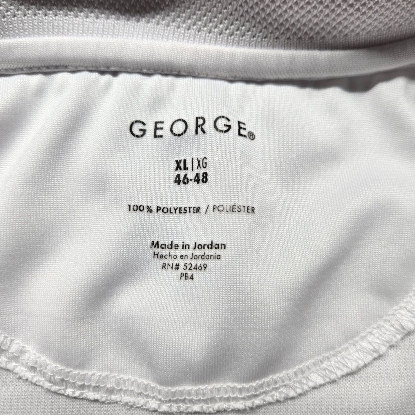 George George Polo Shirt Short Sleeve Adult XL White Cotton Blend Knit Shirt Mens Polo Slit 80s? Size US XL / EU 56 / 4 - 3 Thumbnail