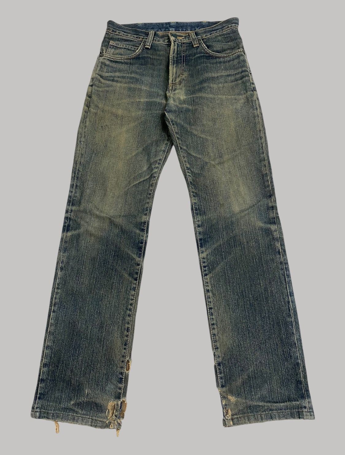 Japanese Brand × Wrangler Wrangler Denim Mud Washed Whisker Distressed Loose Fit Size US 30 / EU 46 - 1 Thumbnail