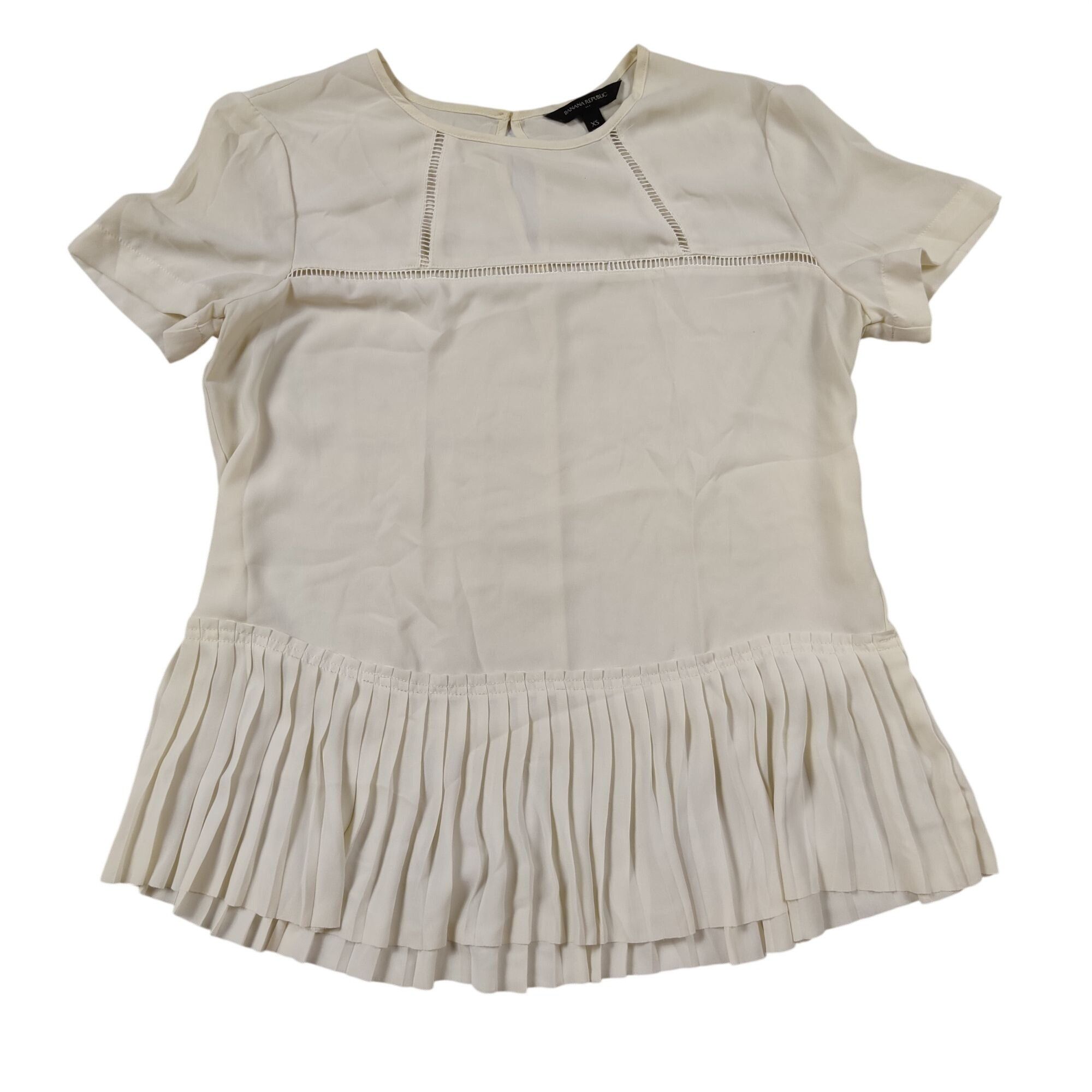 Banana Republic Banana Republic Lace Peplum Blouse Top Cream XS Pleated Fair Size XS / US 0-2 / IT 36-38 - 9 Thumbnail