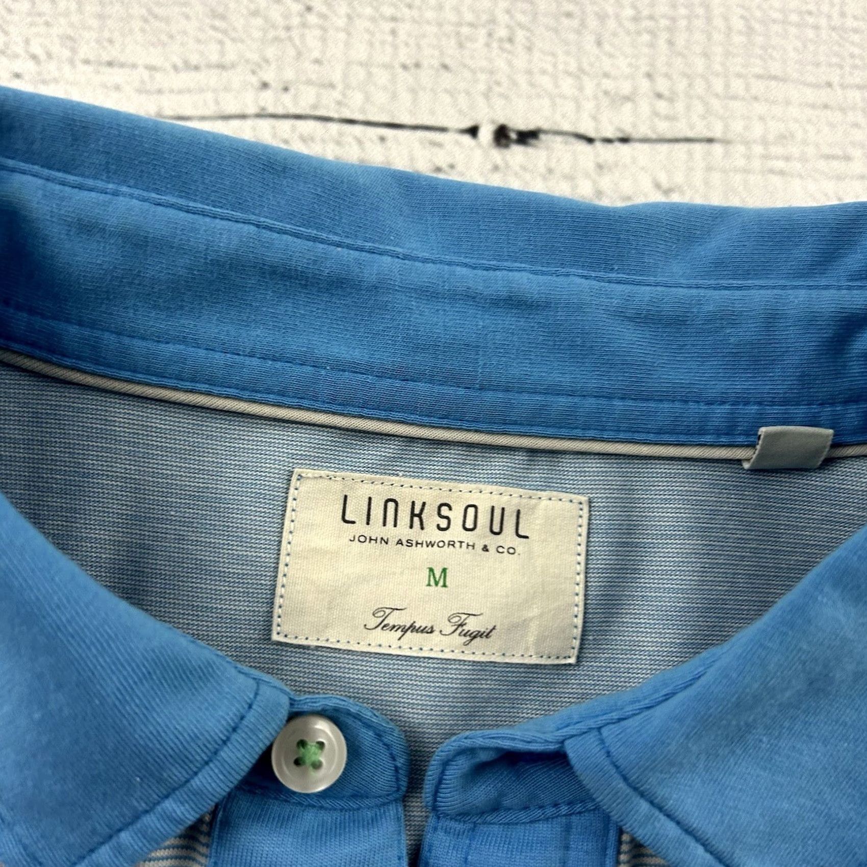 Vintage Linksoul Striped Short Sleeve Golf Polo Shirt Men's M Blue Size US M / EU 48-50 / 2 - 2 Thumbnail