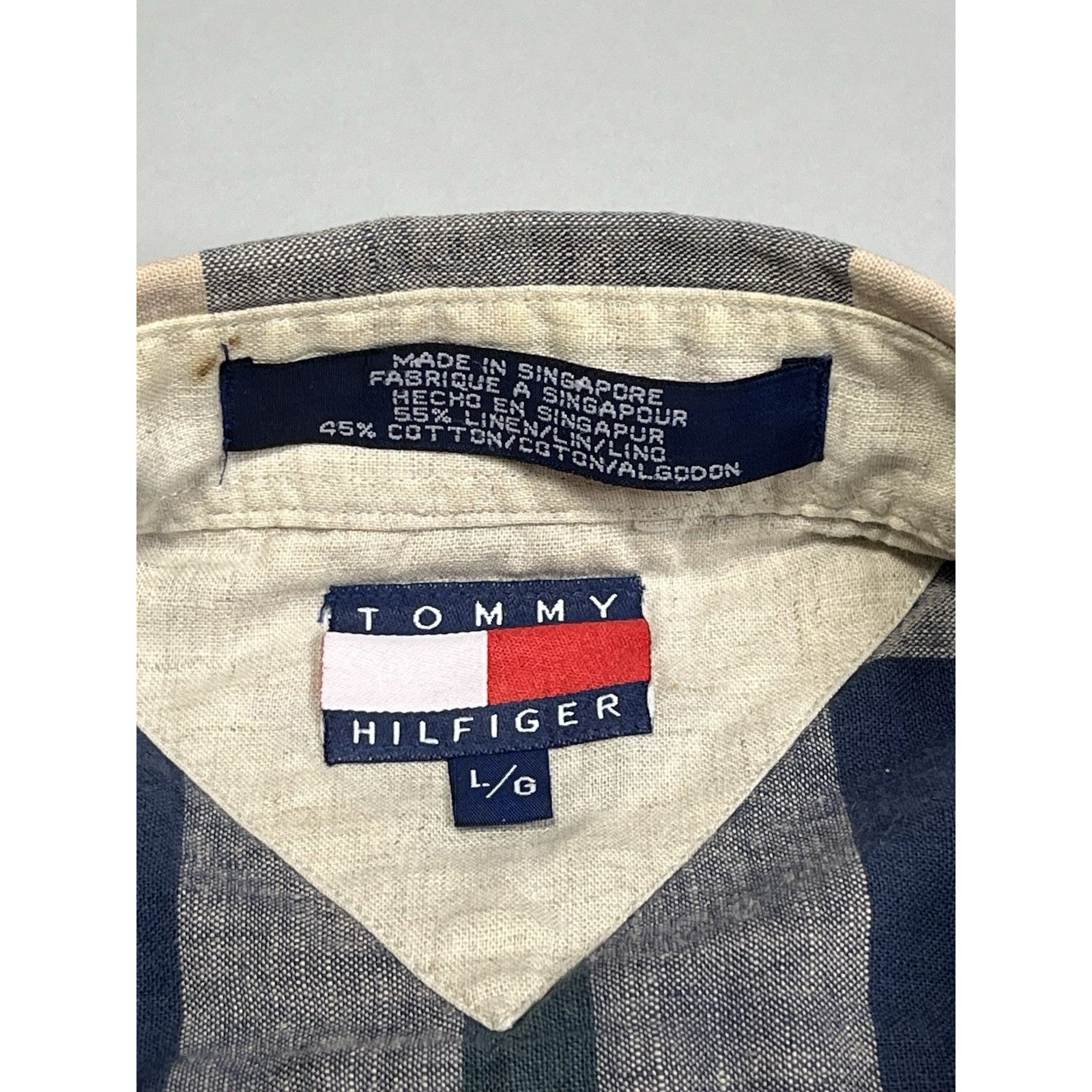 Tommy Hilfiger Tommy Hilfiger Linen Blend Short Sleeve Button Down Plaid Sh Size US L / EU 52-54 / 3 - 6 Thumbnail