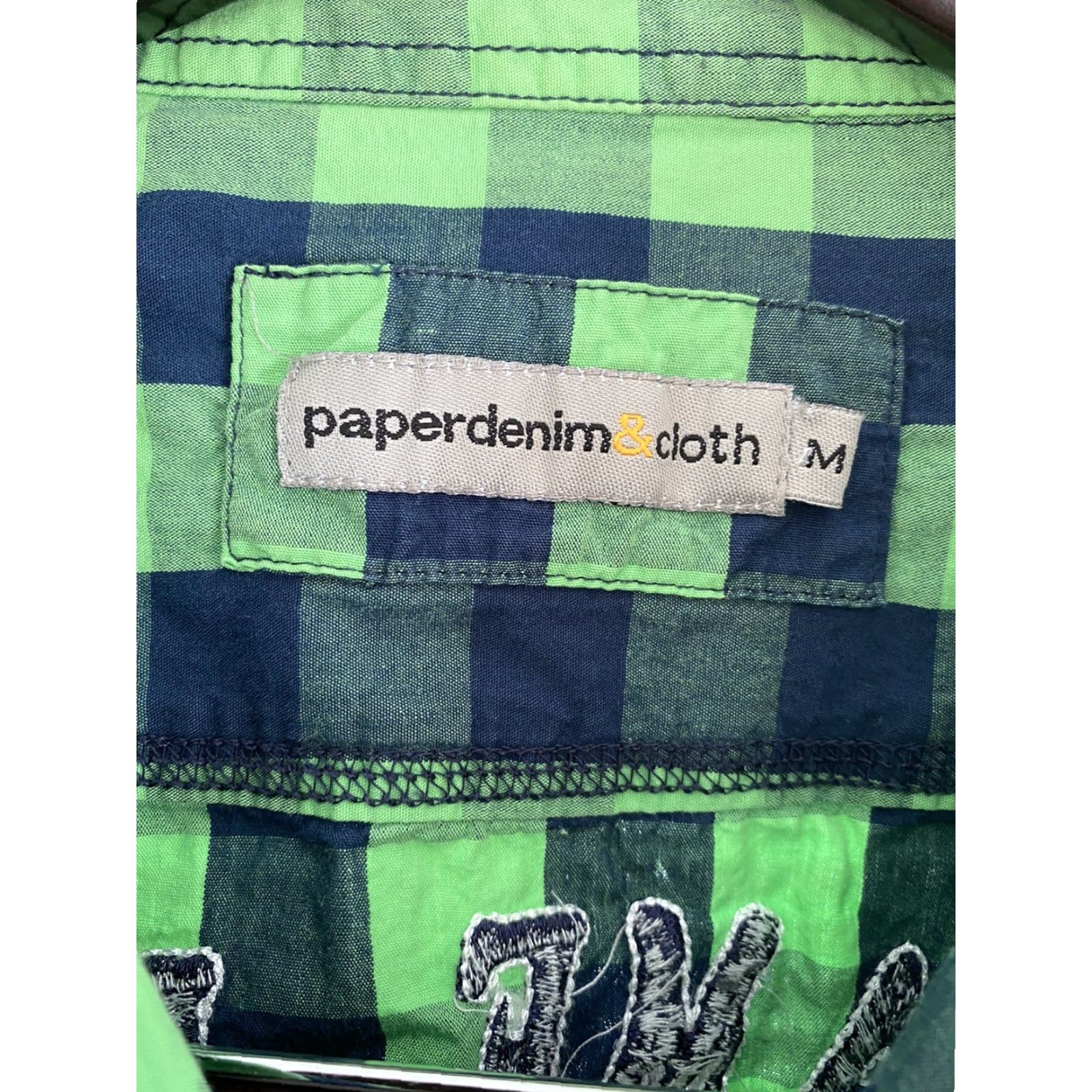 Denime Mens Medium Paper Denim & Cloth Shirt M Tequila Fishing Pearl Snap Size US M / EU 48-50 / 2 - 5 Thumbnail