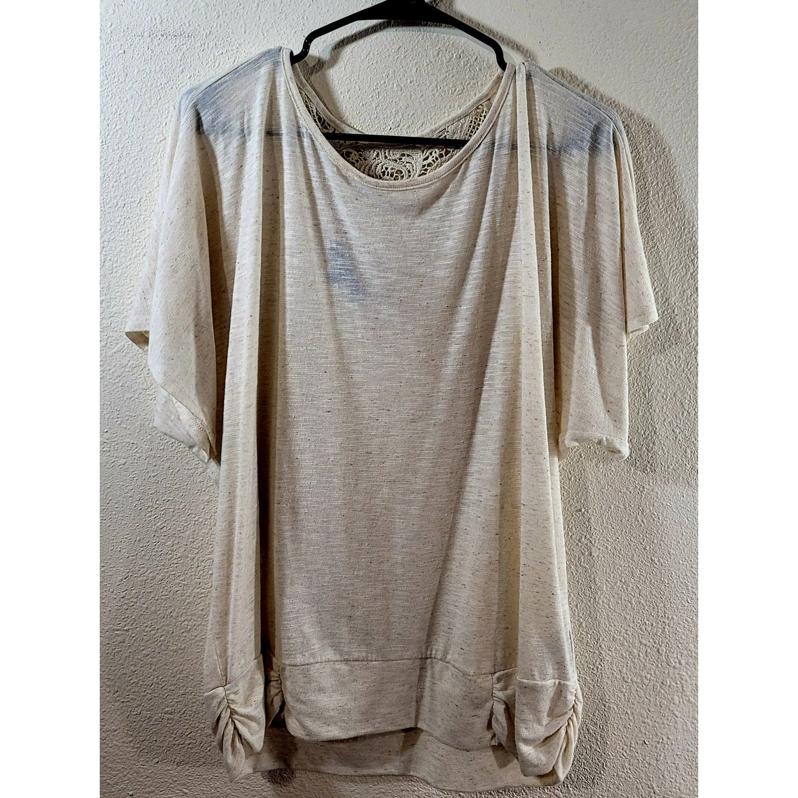 Apt. 9 Apt 9 Beige Cream Slub Knit Batwing Short Sleeve Top XL Size XL / US 12-14 / IT 48-50 - 7 Thumbnail