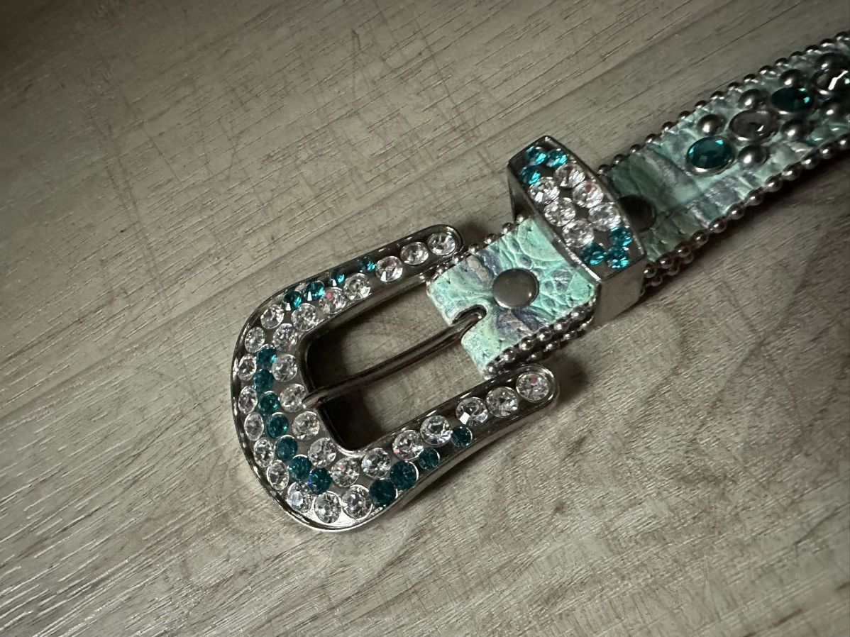 B.B. Simon BB SIMON Belt blue reptile heart crystal size XXL 36” Size ONE SIZE - 6 Thumbnail