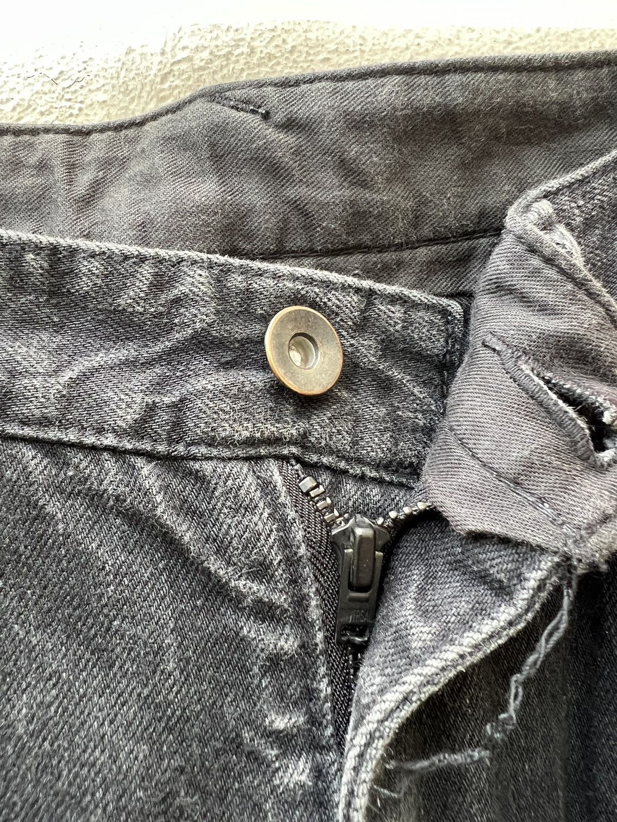 Bukht Bukht Japan Faded Black Selvedge Denim Cropped Flare Jeans Size US 30 / EU 46 - 7 Thumbnail