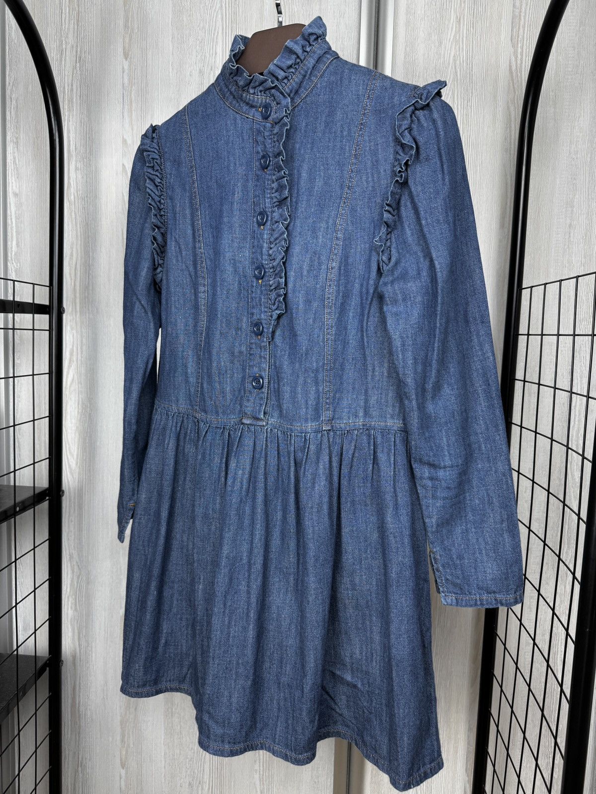 See by Chloe SEE BY CHLOÉ Ruffled Trimmed Denim Mini Dress sz 38 Size XS / US 0-2 / IT 36-38 - 6 Thumbnail