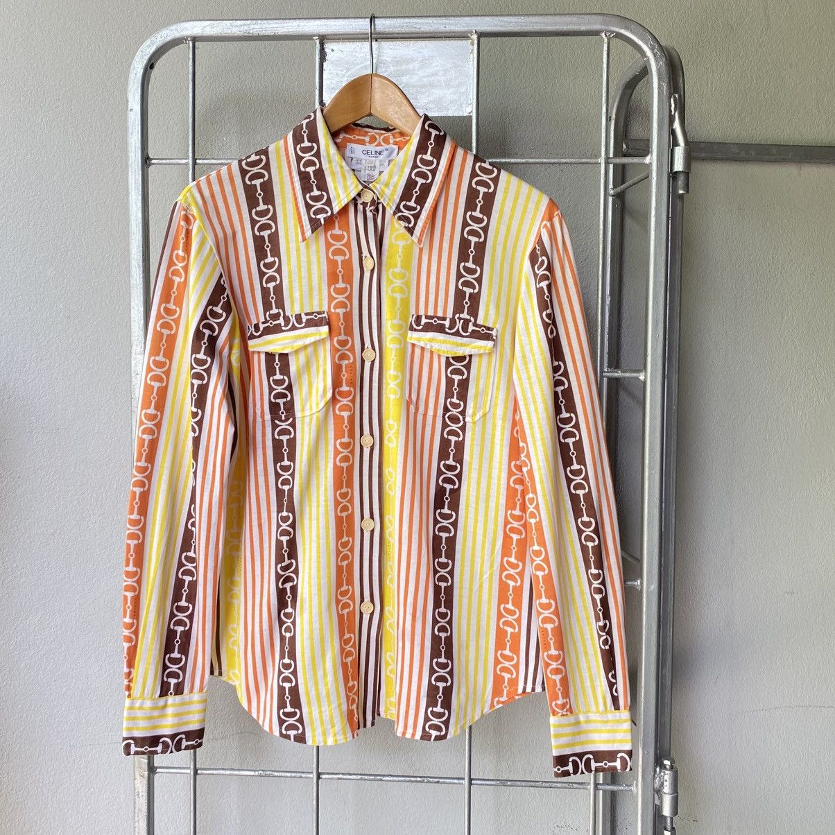 Celine CELINE etro Chain Stripe Button-Up Shirt Size XS / US 0-2 / IT 36-38 - 3 Thumbnail