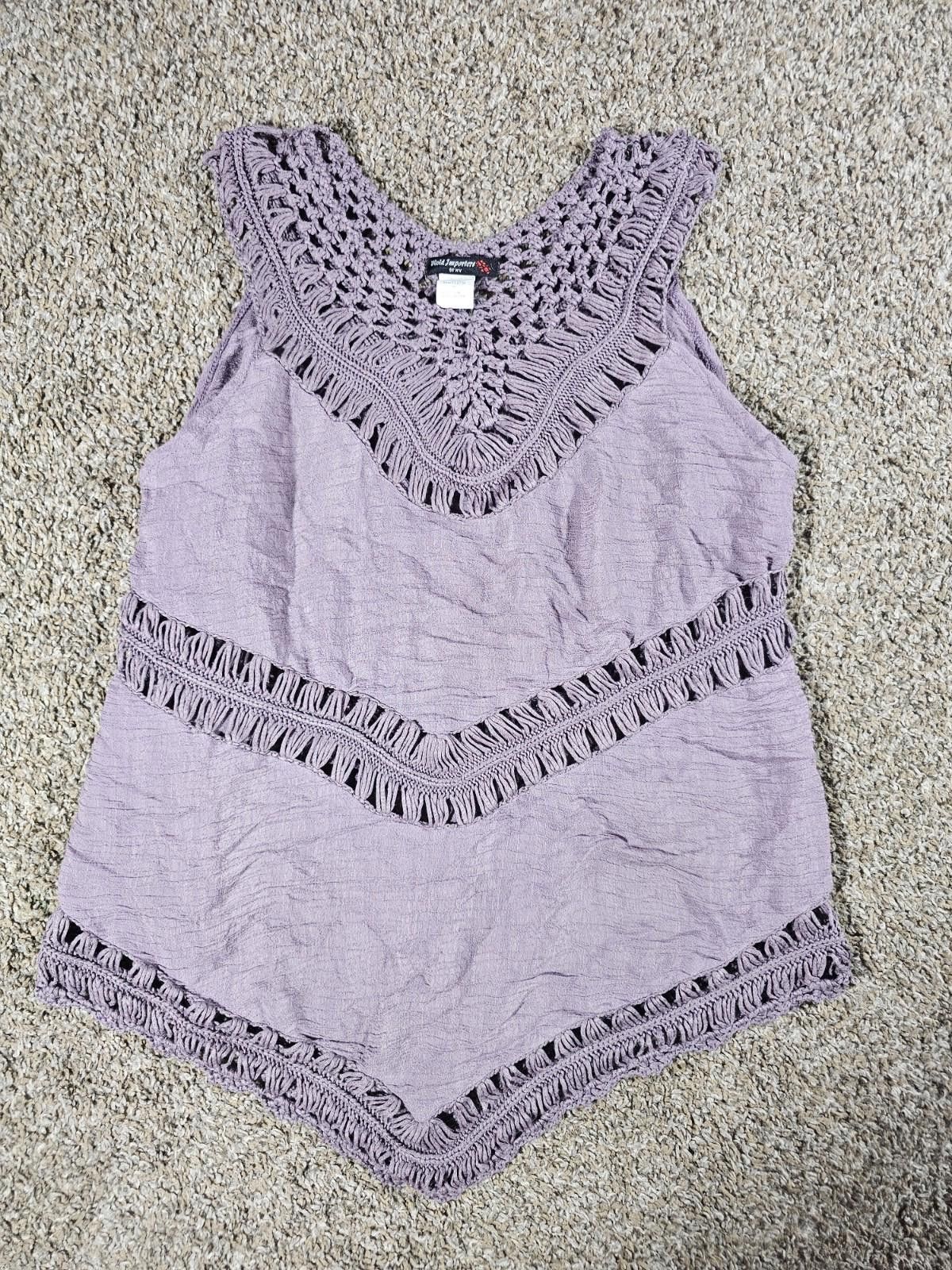 Designer Vivid Importers NY Laven Western Boho Crocheted Purple Top M Size M / US 6-8 / IT 42-44 - 1 Thumbnail