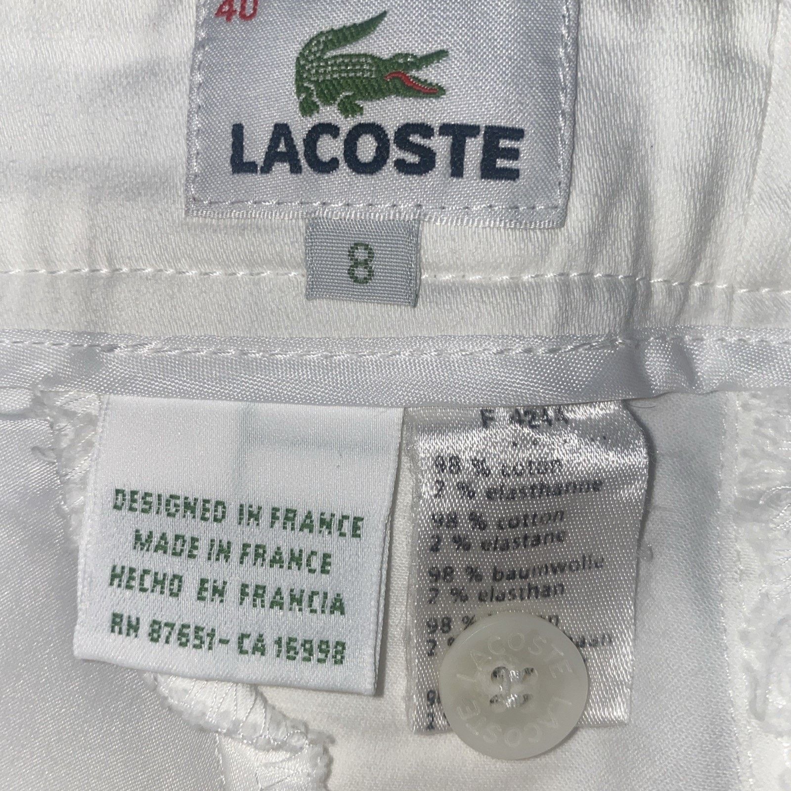 Lacoste Lacoste women's Tennis Shorts White sz 8/40 Made in France Size 30" / US 8 / IT 44 - 9 Thumbnail