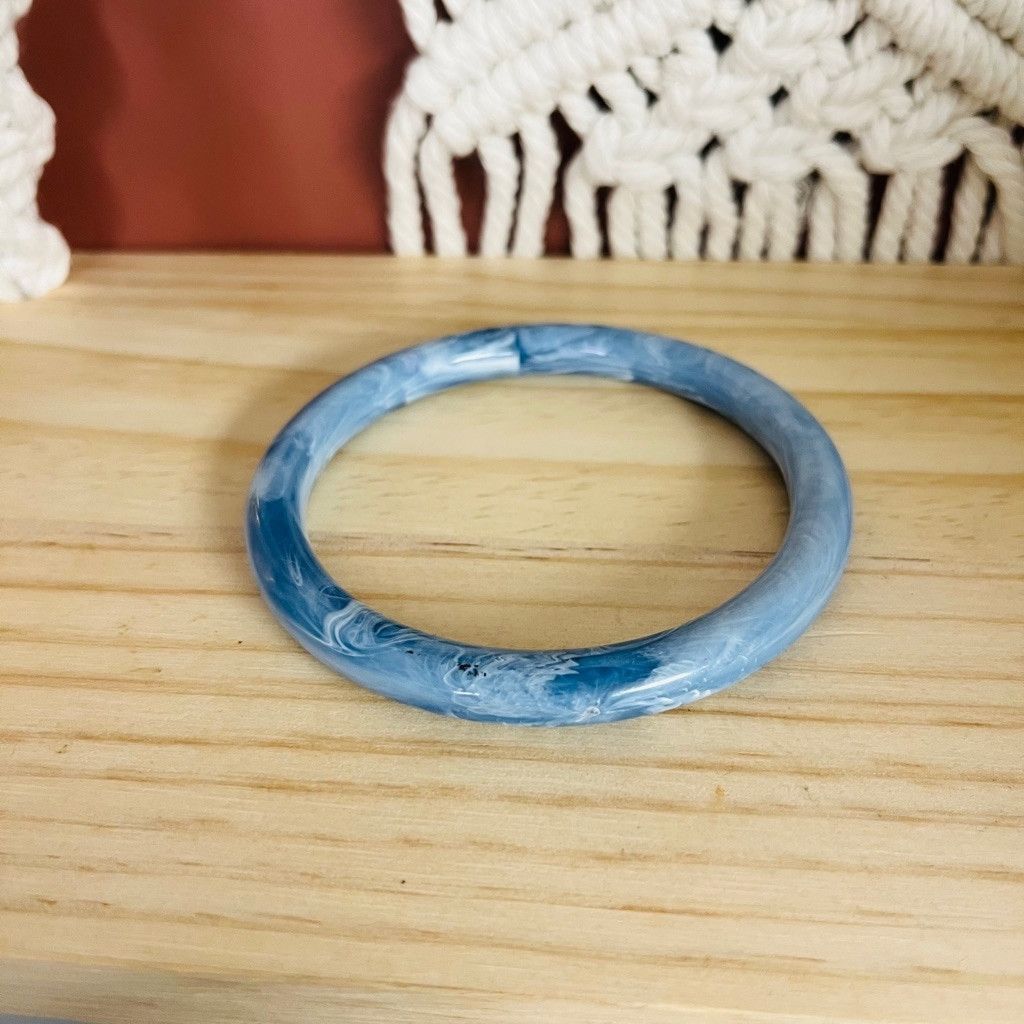 Vintage Vintage Marbled Acrylic Bangle Bracelet Blue Size ONE SIZE - 4 Thumbnail
