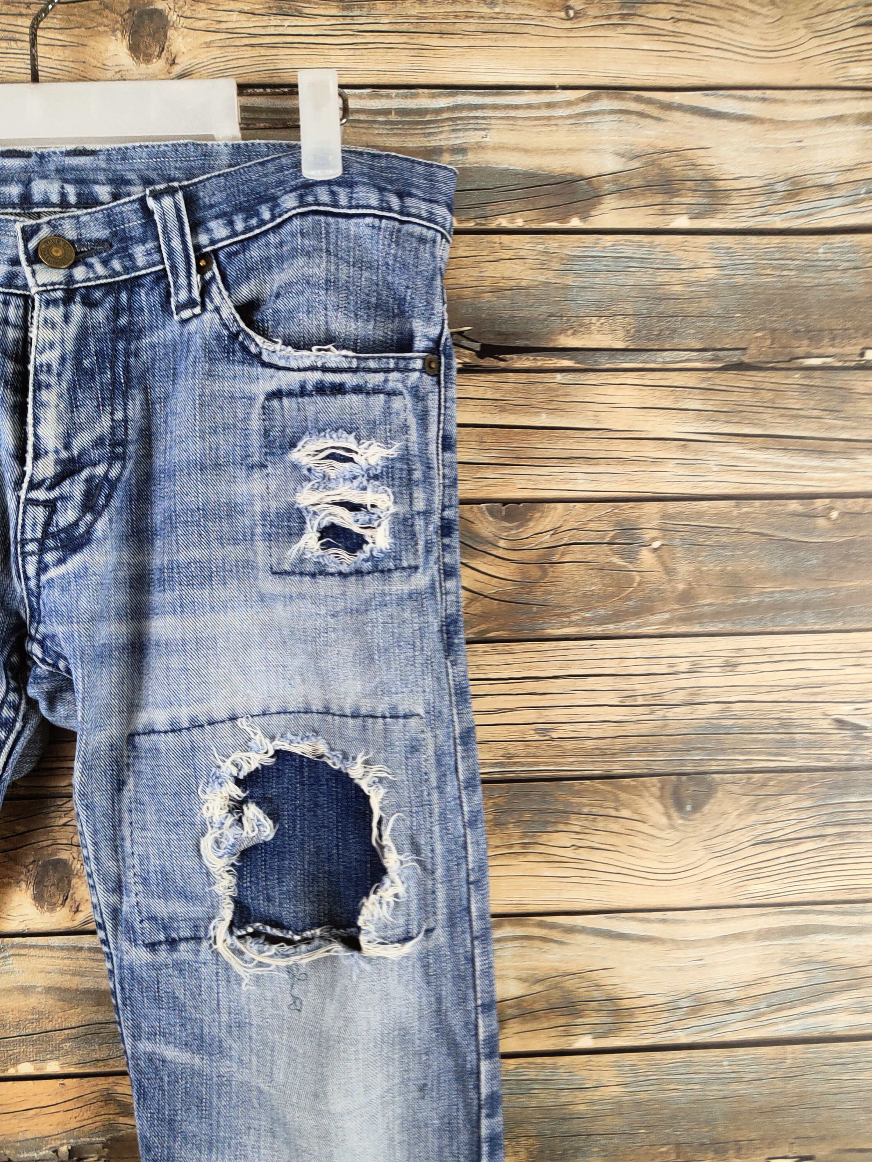 TMT d TMT Blue Distressed Ripped denim Jeans #S2911 Size 33" - 5 Thumbnail