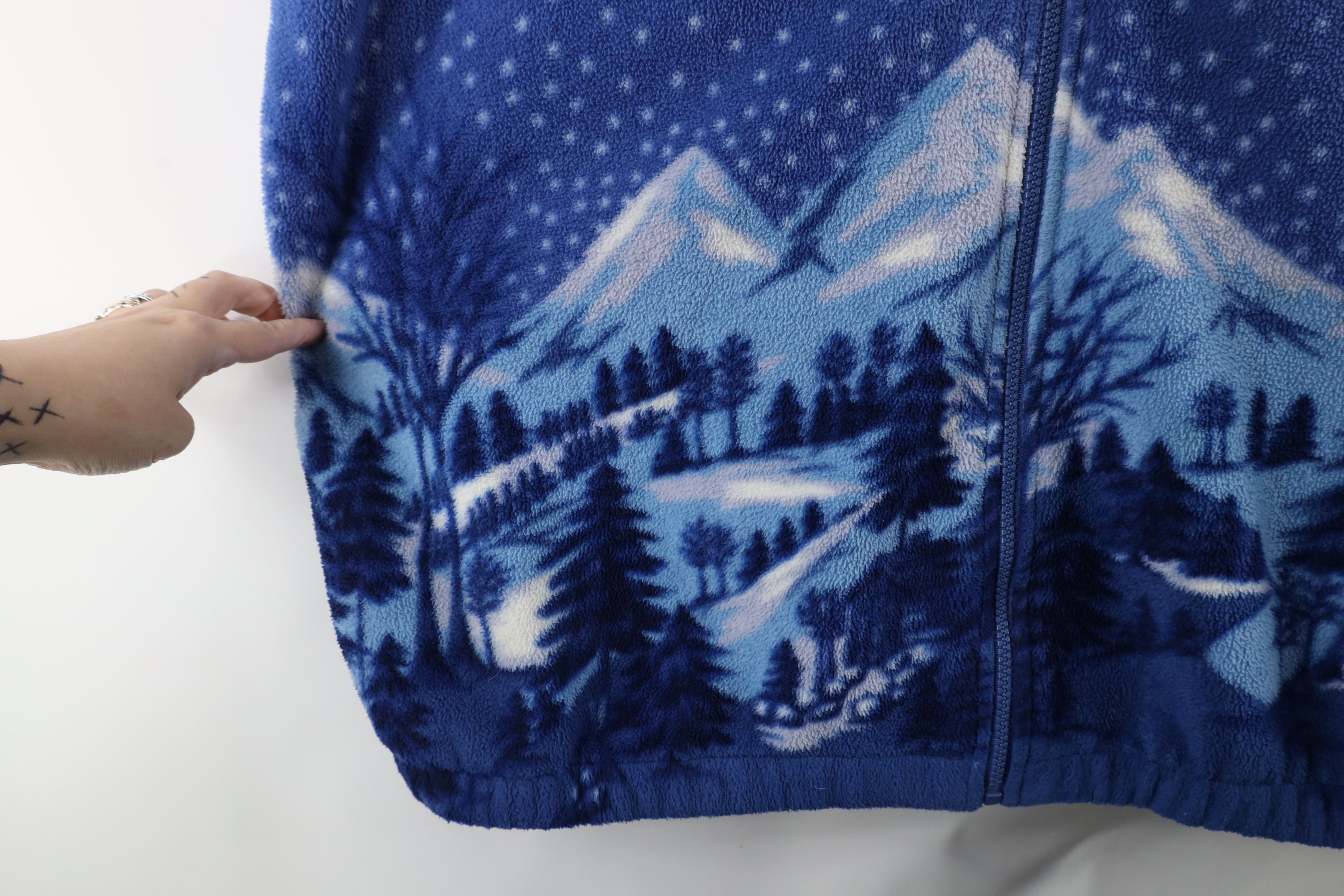 Vintage Vintage 90s Streetwear Mountain All Over Print Fleece Jacket Size XXL / US 16-18 / IT 52-54 - 7 Thumbnail