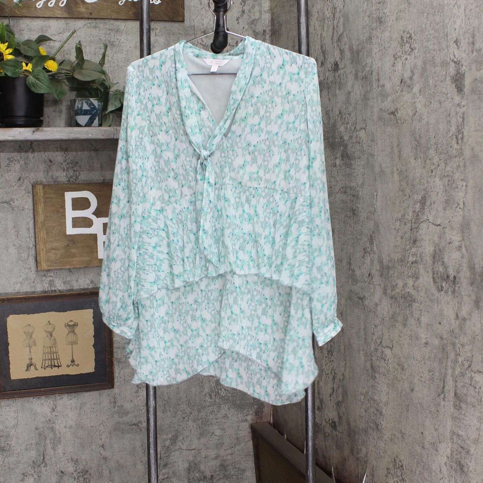 Designer NEW LC Lauren Conrad Lined Blouse Shirt Top Blue Green M Size M / US 6-8 / IT 42-44 - 1 Thumbnail