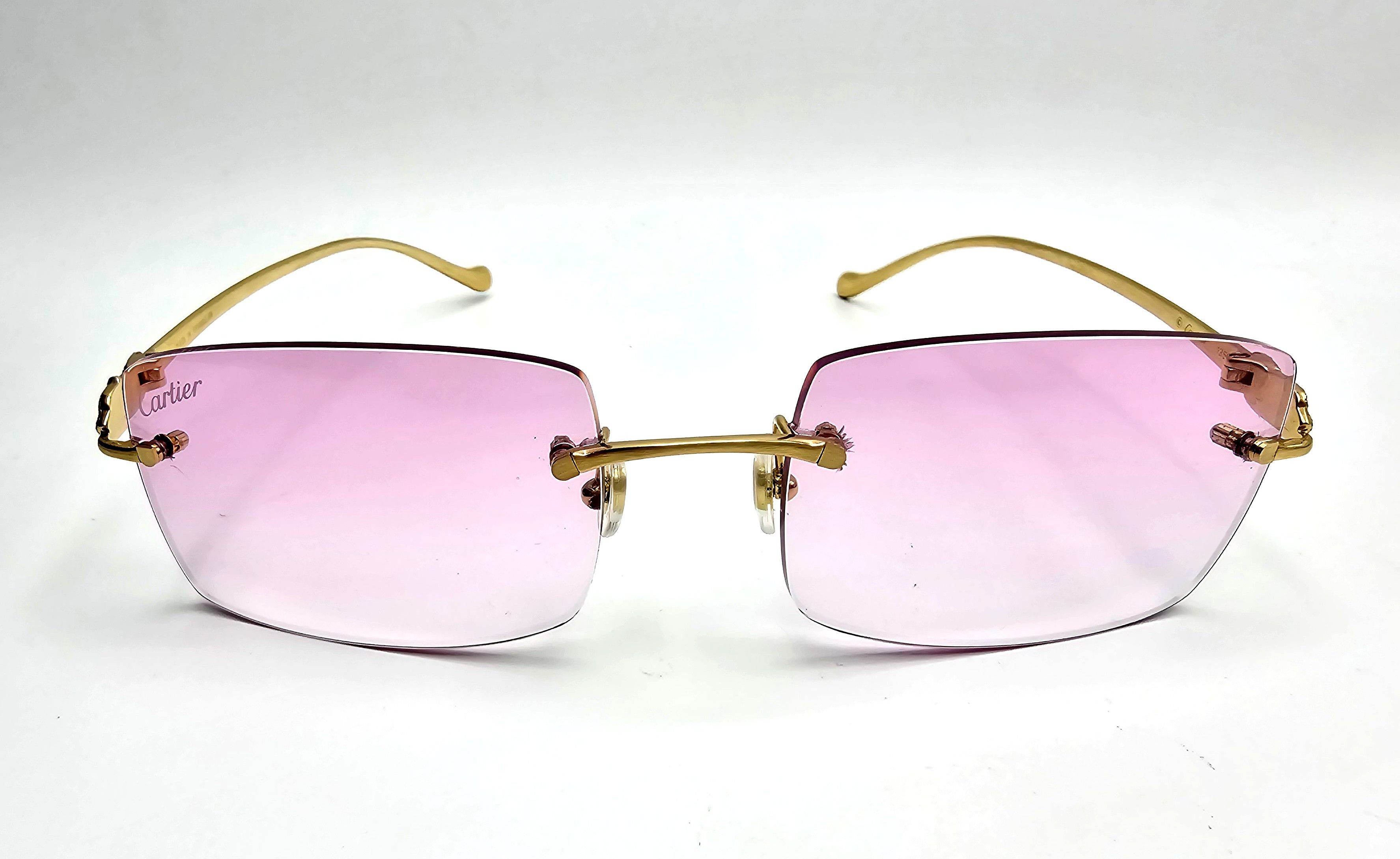 Cartier Cartier Rimless Custom Diamond Gold Sunglasses Size ONE SIZE - 5 Thumbnail