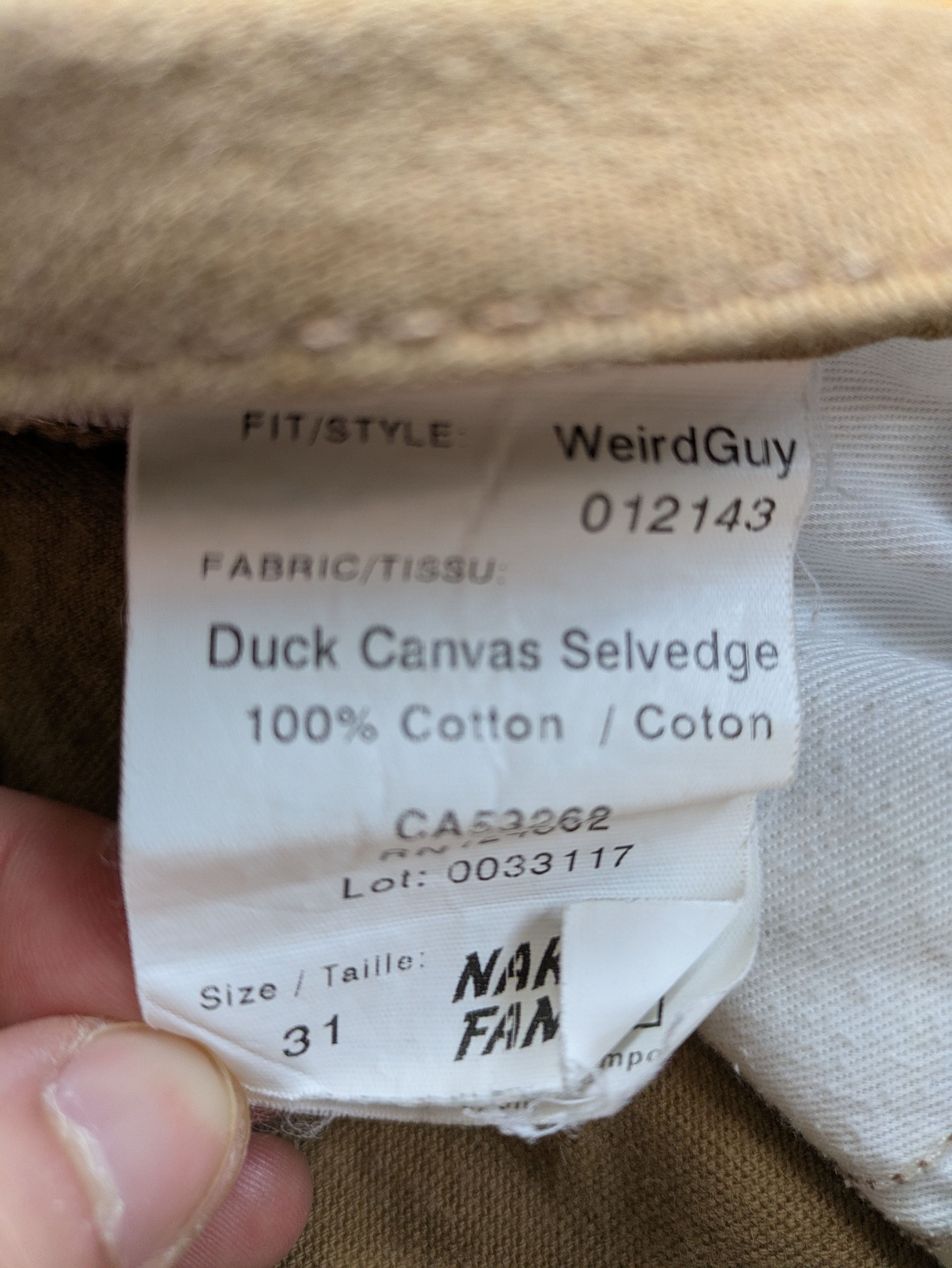 Naked & Famous Duck Canvas Selvedge - Weird Guy Size US 31 - 3 Thumbnail