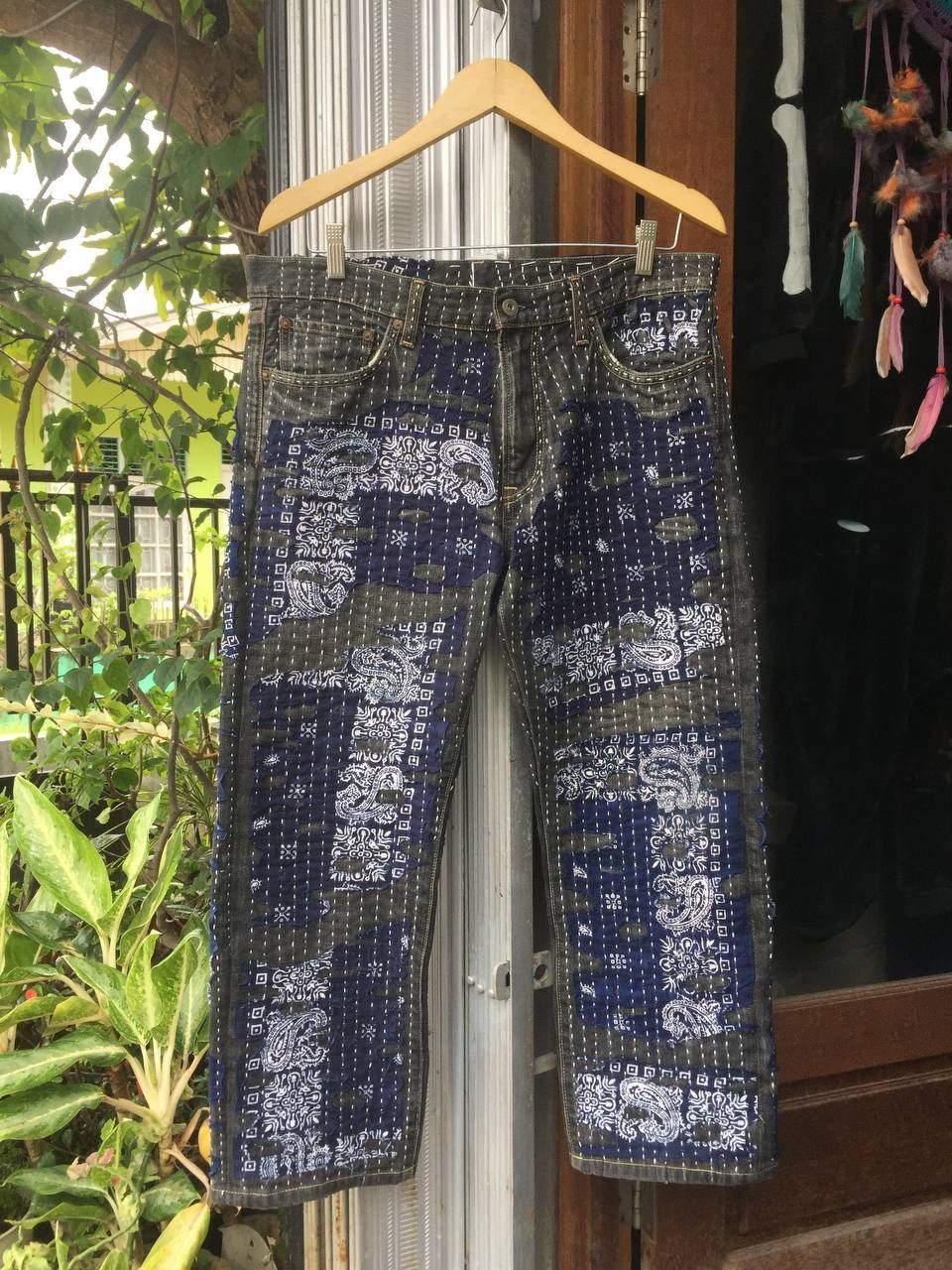 Japanese Brand crazy sick sashiko boro denim pants like kapital style Size US 34 / EU 50 - 12 Thumbnail