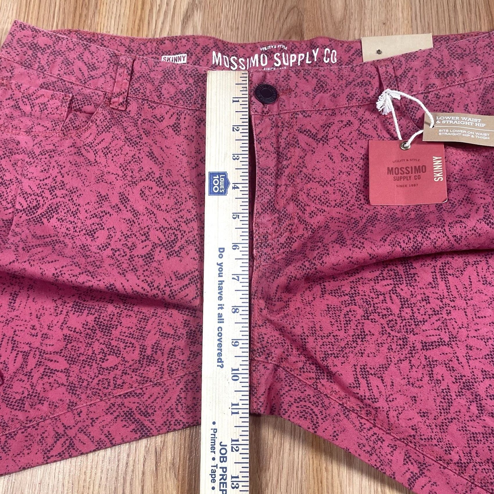 Mossimo Mossimo Womens Chino Pants 17 Skinny Stretch Lower Waist Straight Hip Red Cotton Spandex Regular 31in Inseam Small Details: Zipper Belt Loops Pockets Size 38" / US 16 / IT 52 - 4 Thumbnail