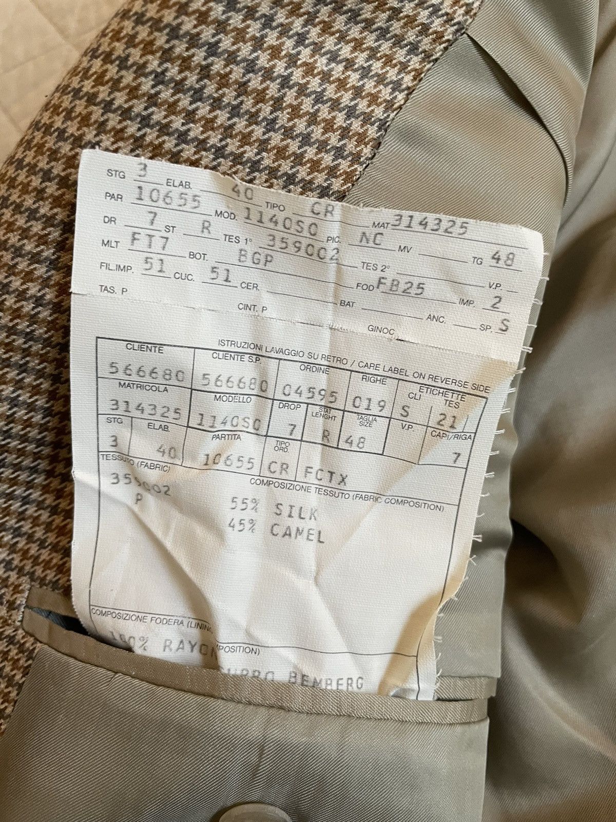 Ermenegildo Zegna × Vintage Houndstooth Check Silk & Camelhair Jacket Size 38R - 7 Thumbnail
