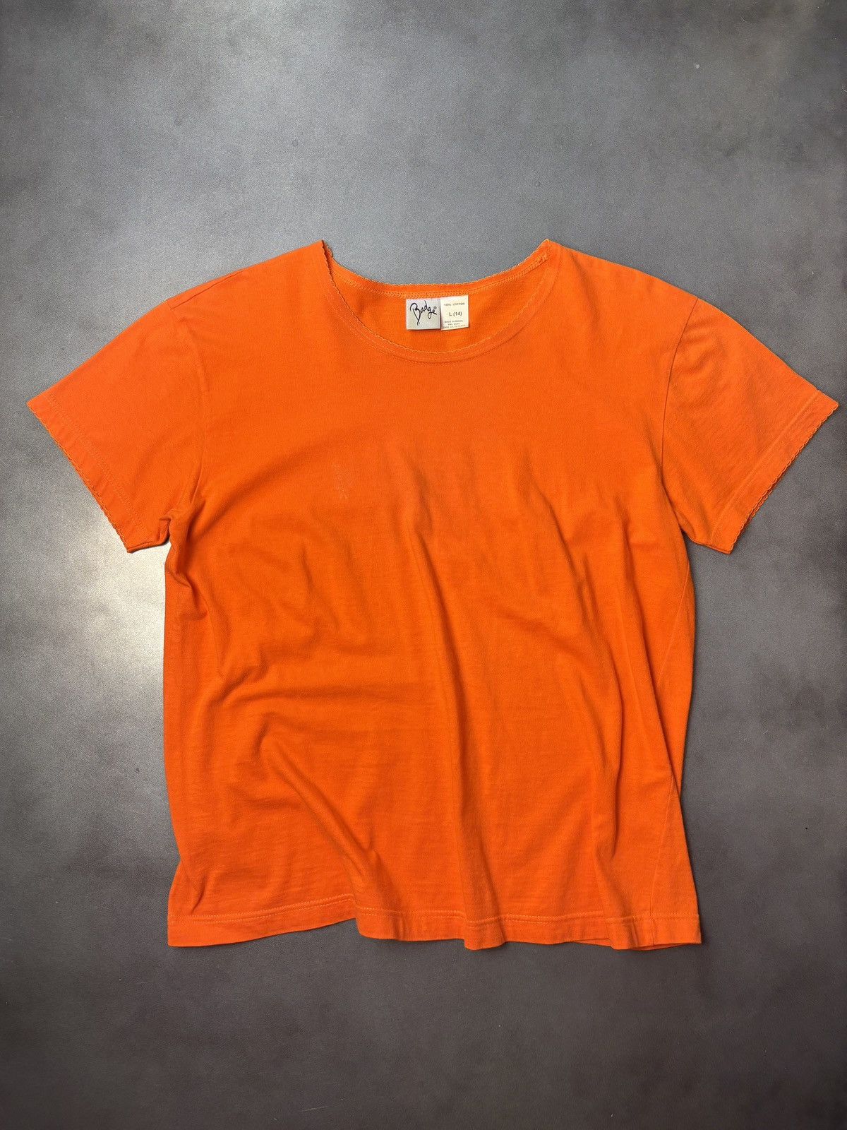 Vintage Y2K 2000s Vintage Tee Lace Trim Neck Orange Womens Badge Size L / US 10 / IT 46 - 1 Thumbnail