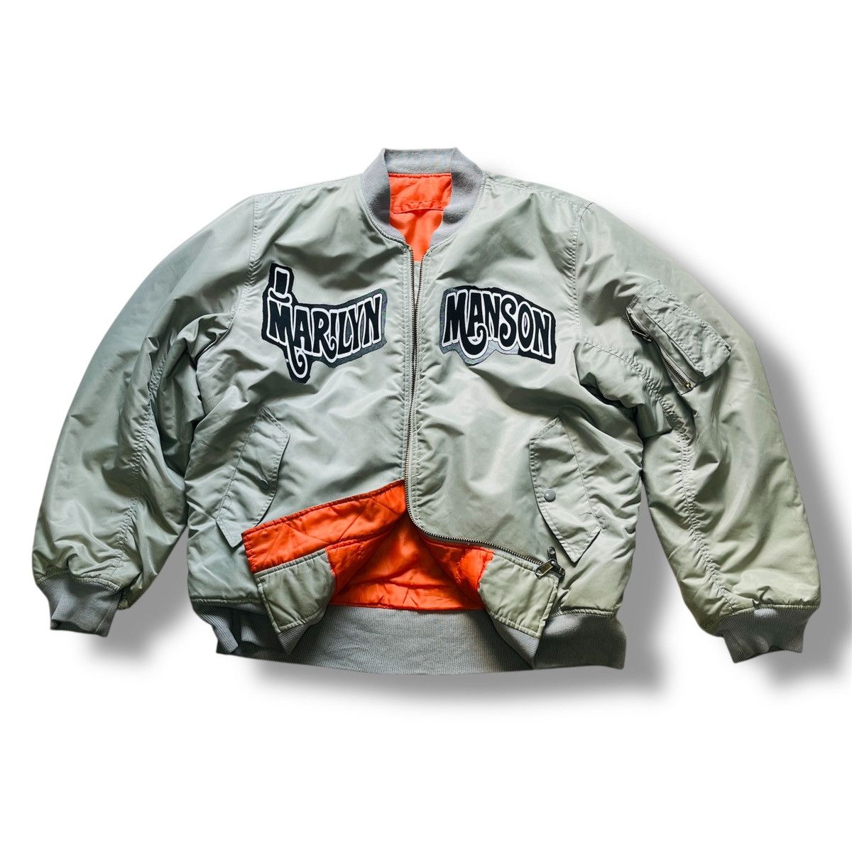 Marilyn Manson Vintage Marilyn Manson Patches Reversible MA-1 Bomber Jacket Size US XL / EU 56 / 4 - 2 Thumbnail