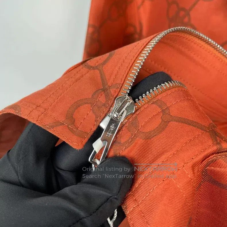 Hermes Hermes Orange Printed Four-Leaf Clover Hooded Jacket Size XS / US 0-2 / IT 36-38 - 9 Thumbnail