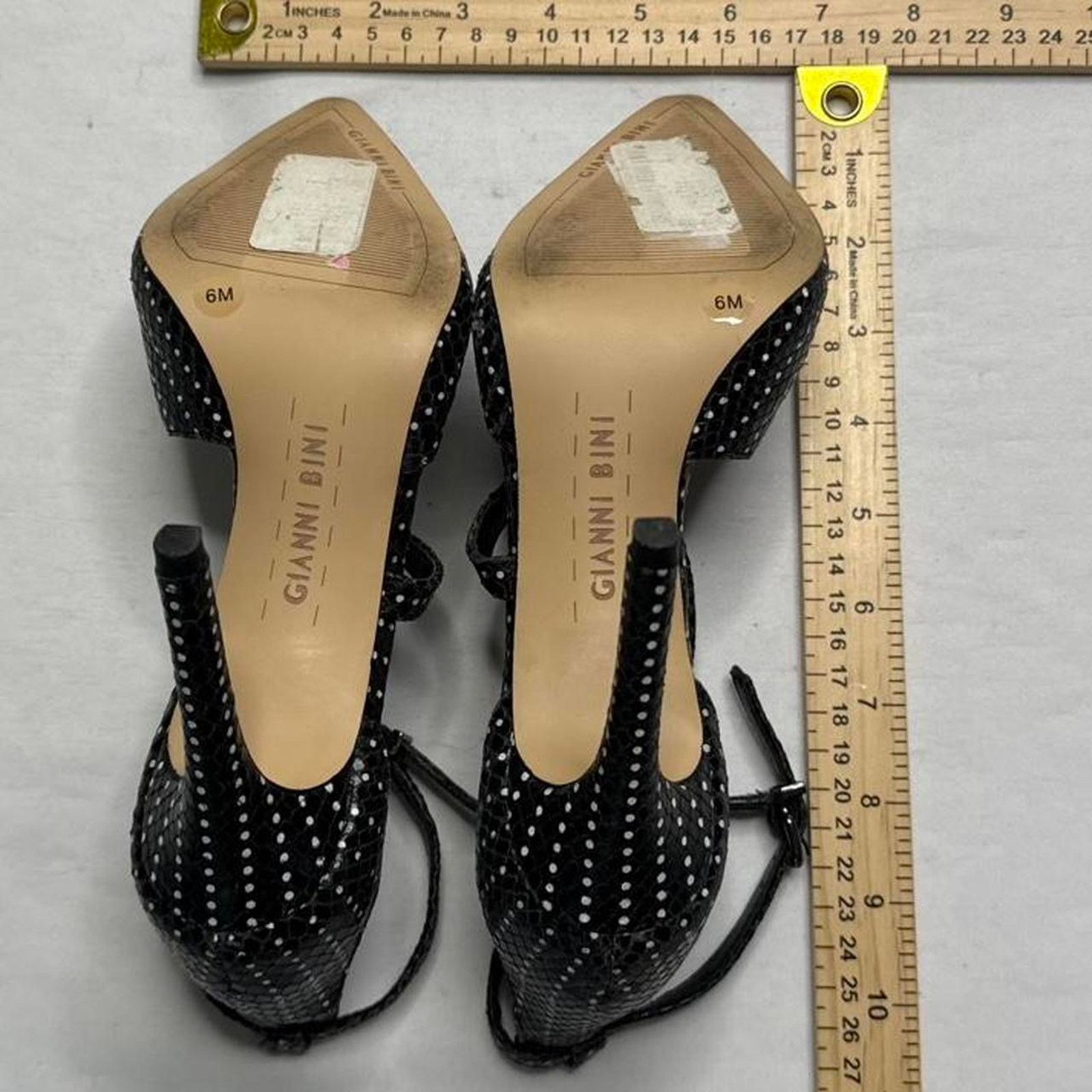 Other Gianni Bini Black polka dot strappy heels silver stud size 6 Size US 6 / IT 36 - 5 Thumbnail