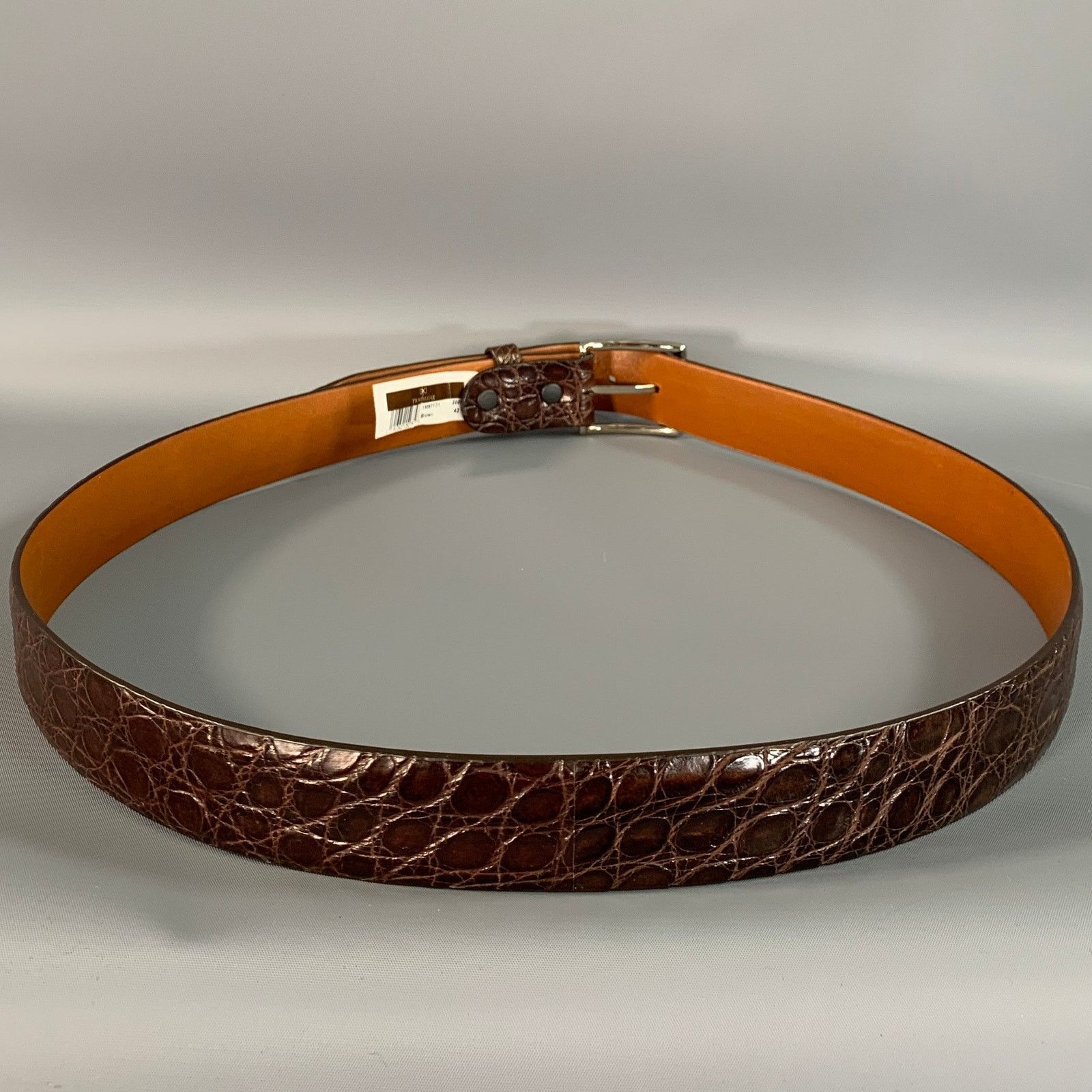 Trafalgar Size 42 Brown Croc Embossed Crocodile Belt, Men's — image 4 of 6