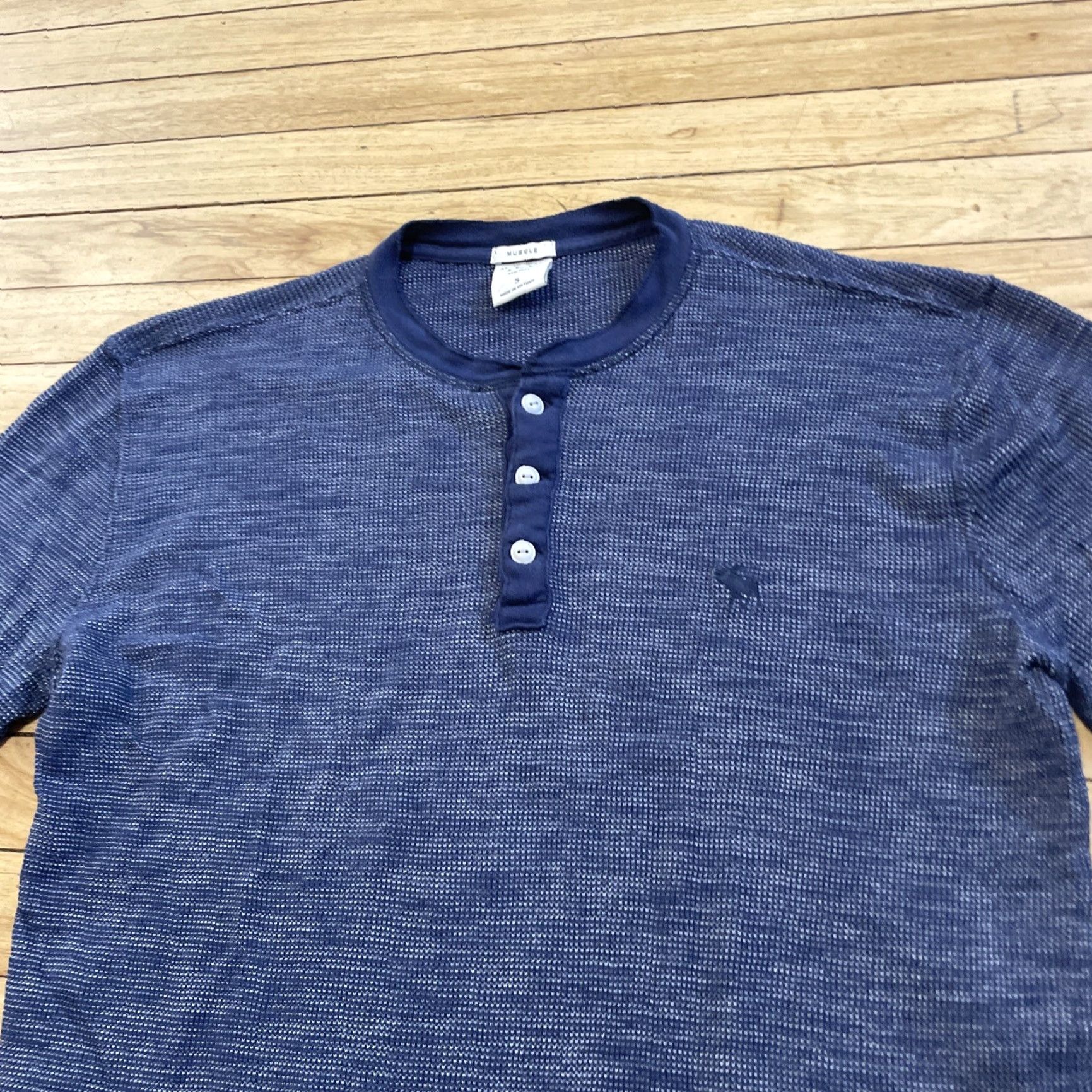 Abercrombie & Fitch VINTAGE Abercrombie & Fitch Thermal Henley Shirt Men S Blue Pique Knit Moose Logo Embroidered Size US S / EU 44-46 / 1 - 5 Thumbnail