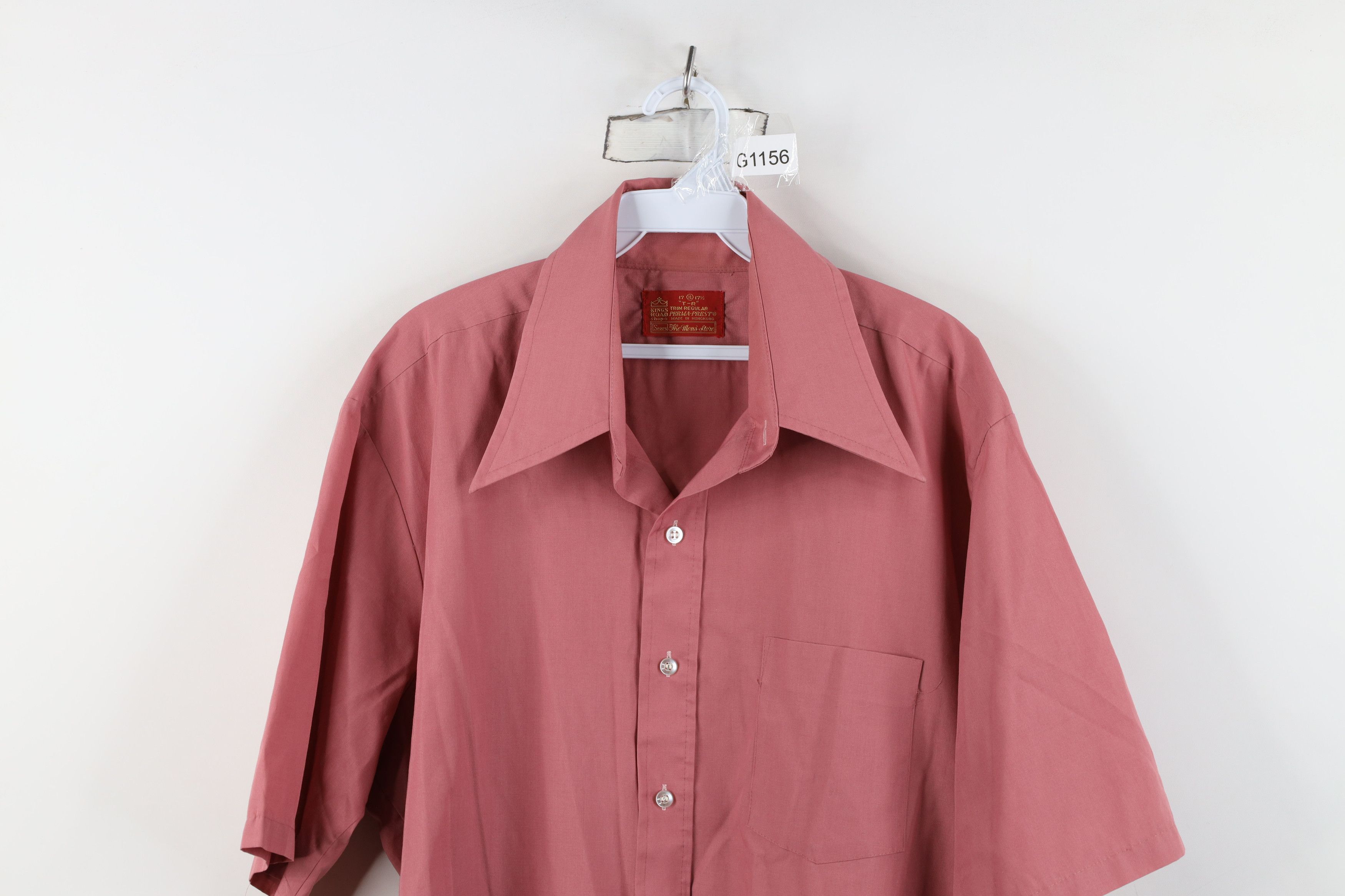 Vintage Vintage 70s Streetwear Collar Short Sleeve Button Shirt Pink Size US XL / EU 56 / 4 - 2 Thumbnail